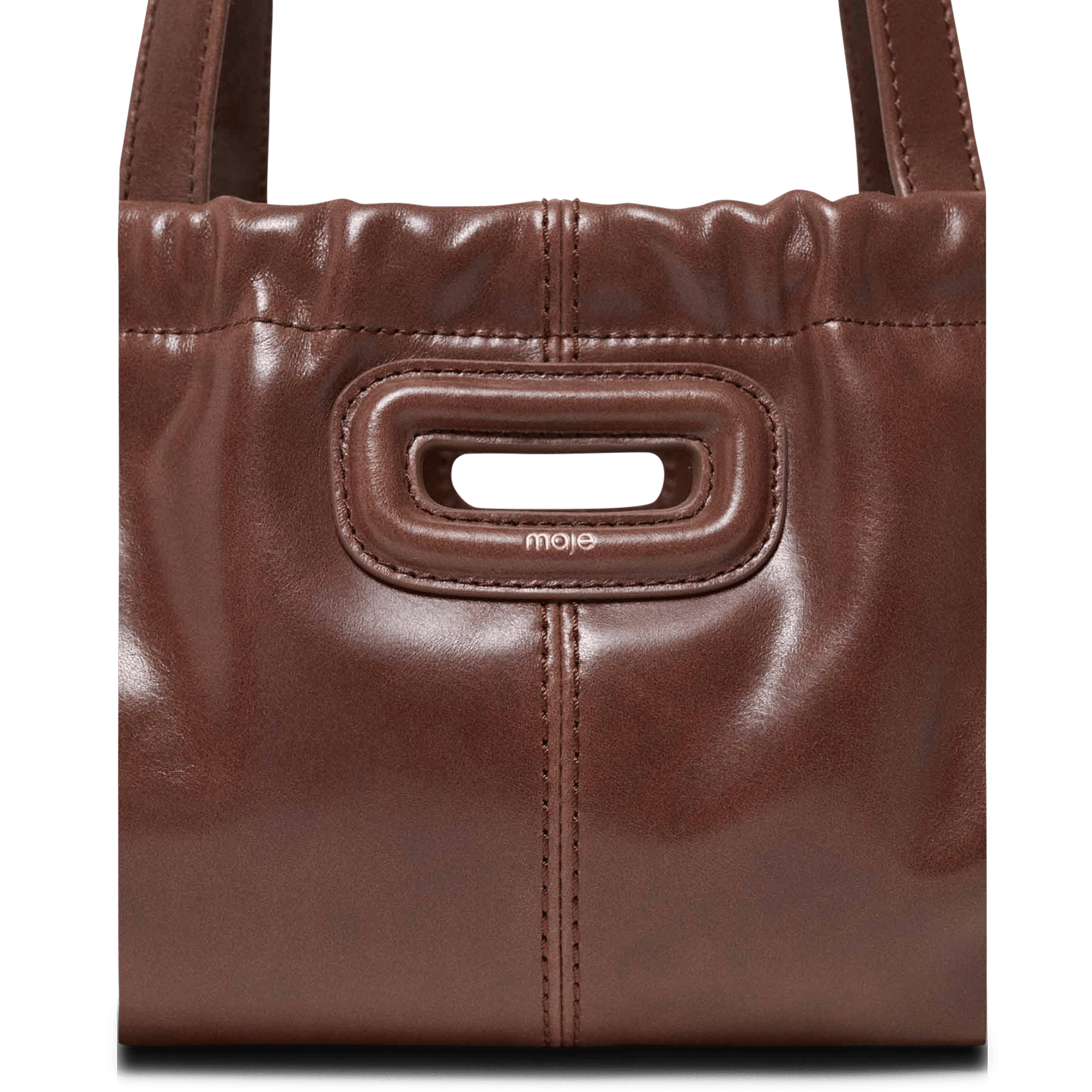 Sac porté épaule en cuir MAJE Marron