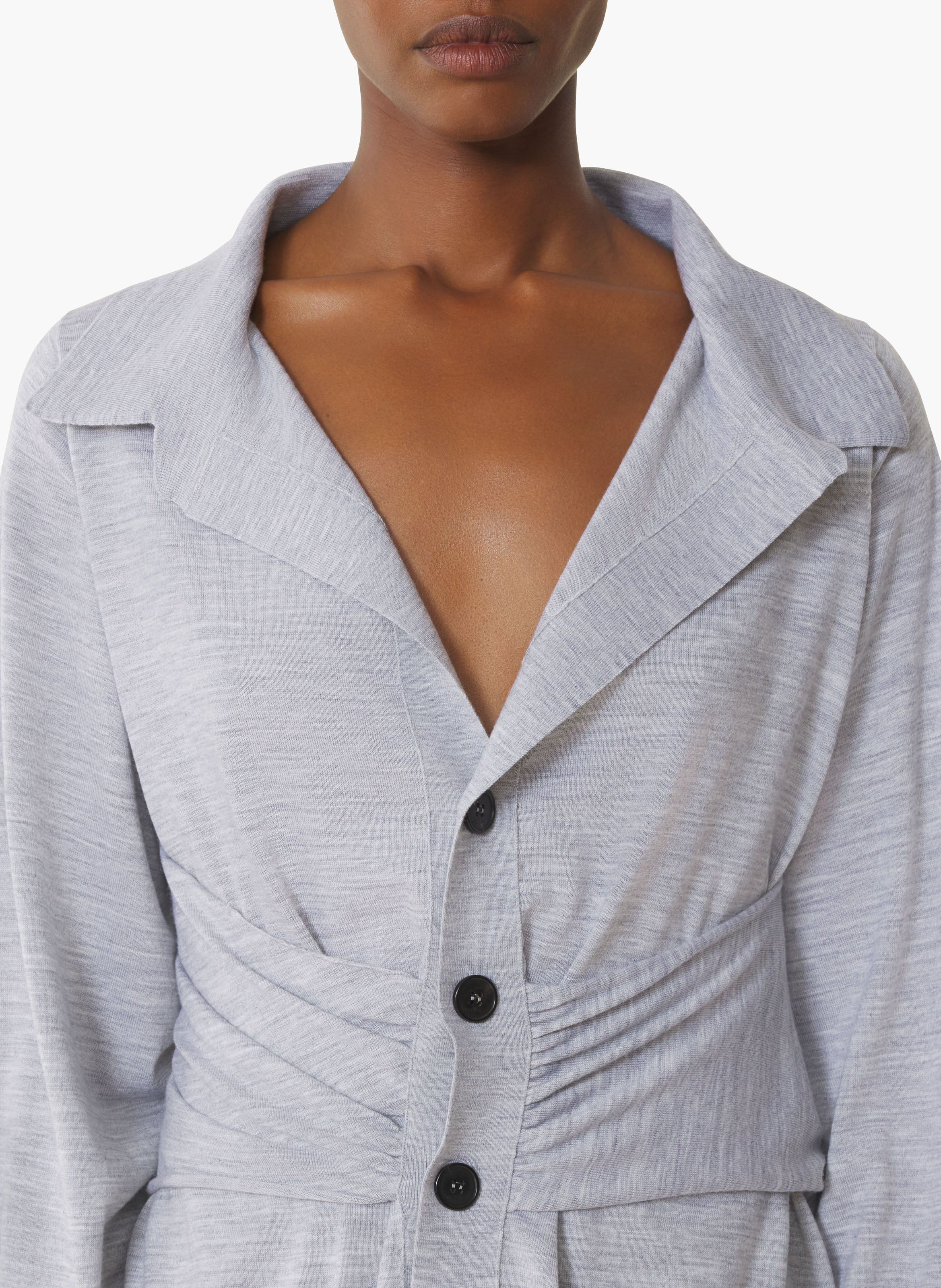 Cardigan drapé en laine LANVIN Noir