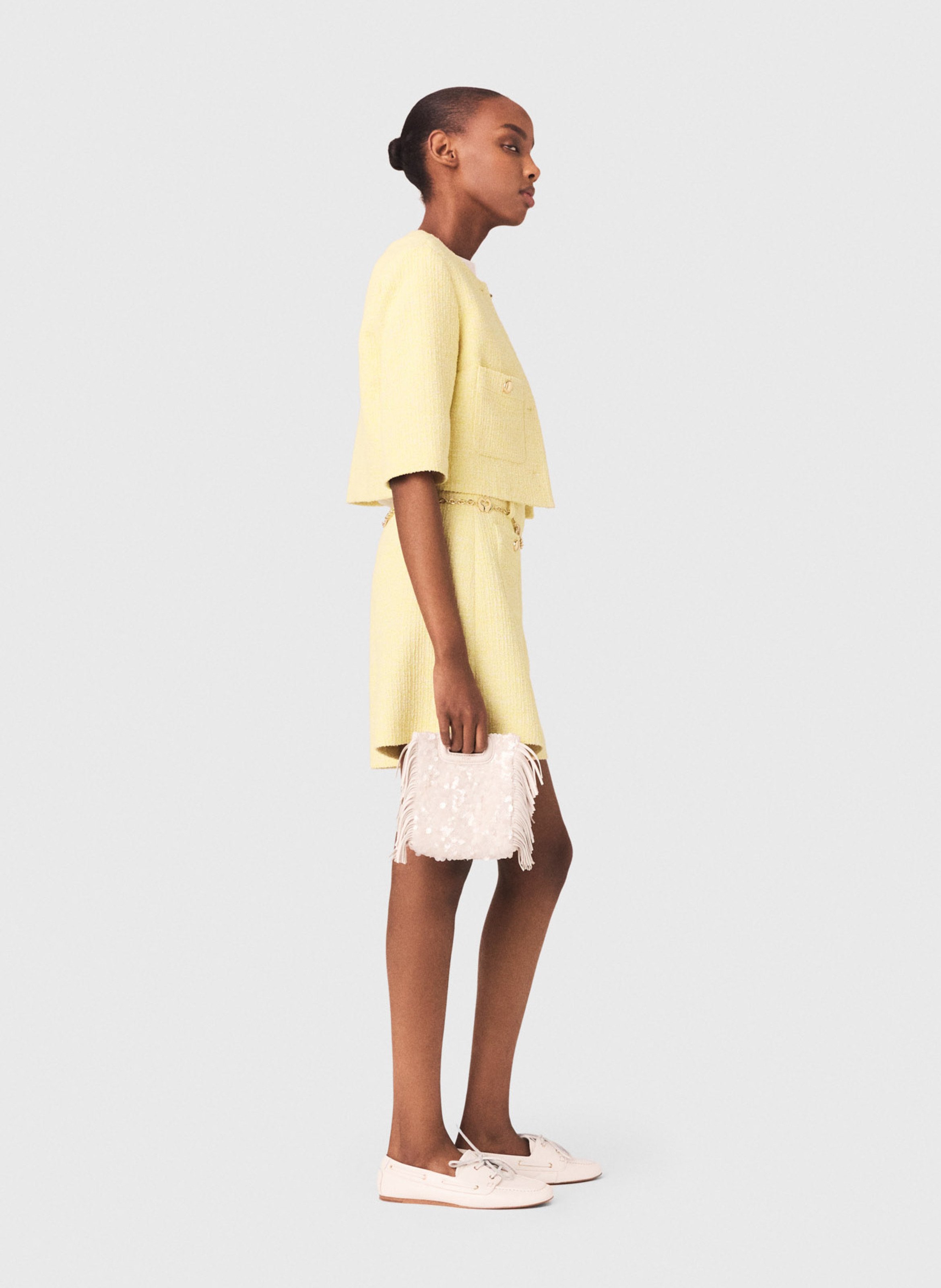 Short droit en tweed MAJE Jaune