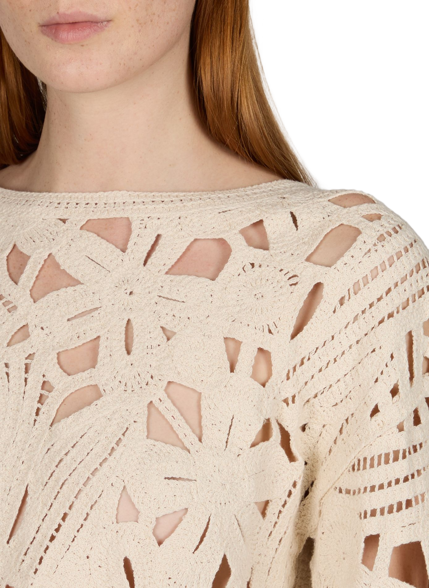 Pull maille ajouré en coton OBJECT Beige