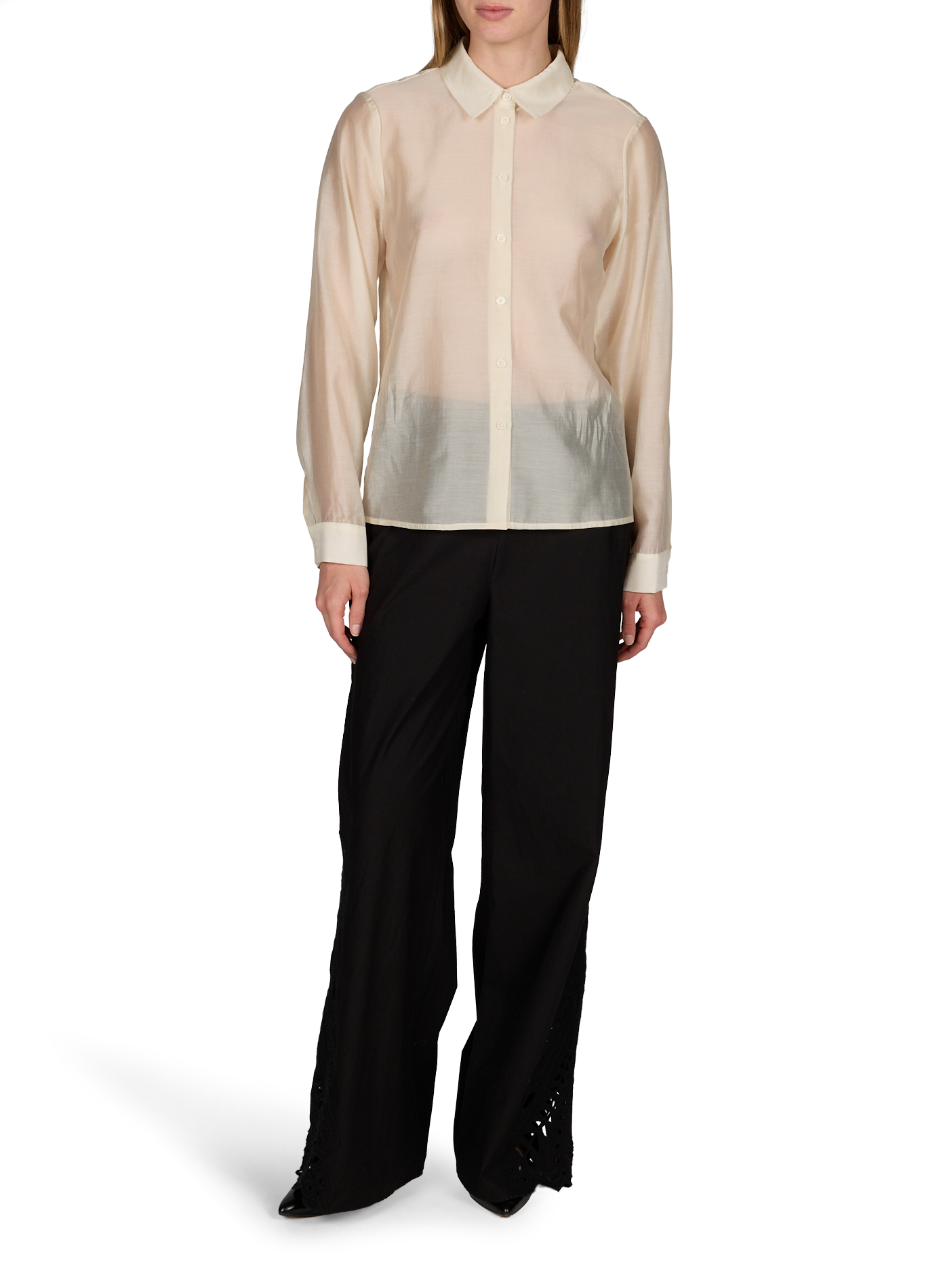 Madia cotton pants with English embroidery OBJECT Black