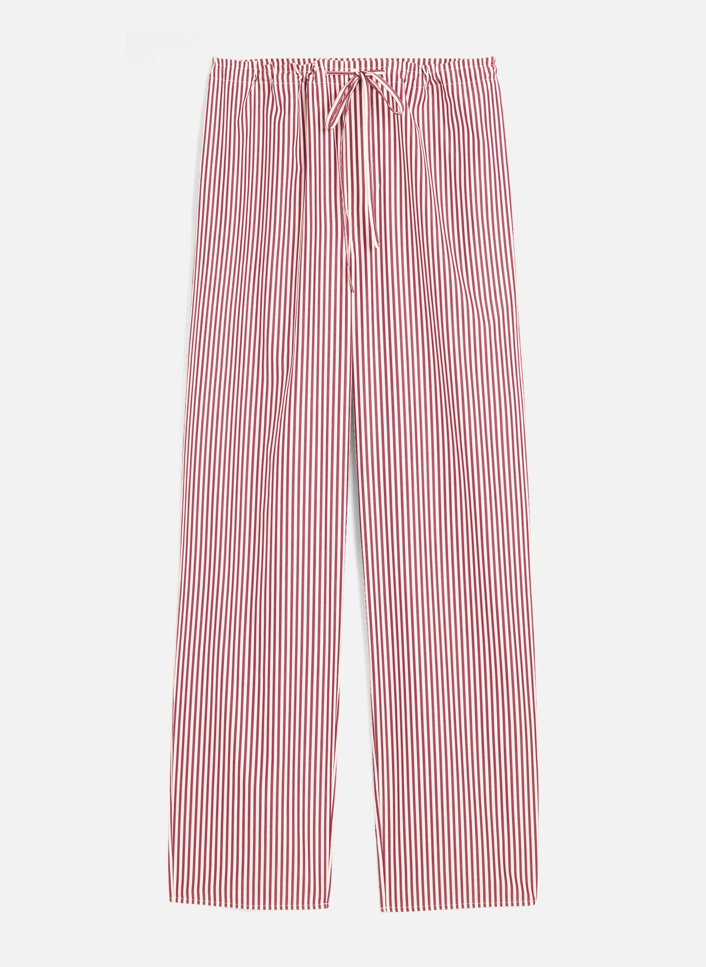 Pantalon taille élastiquée à rayures unisexe en coton AMI PARIS Blanc