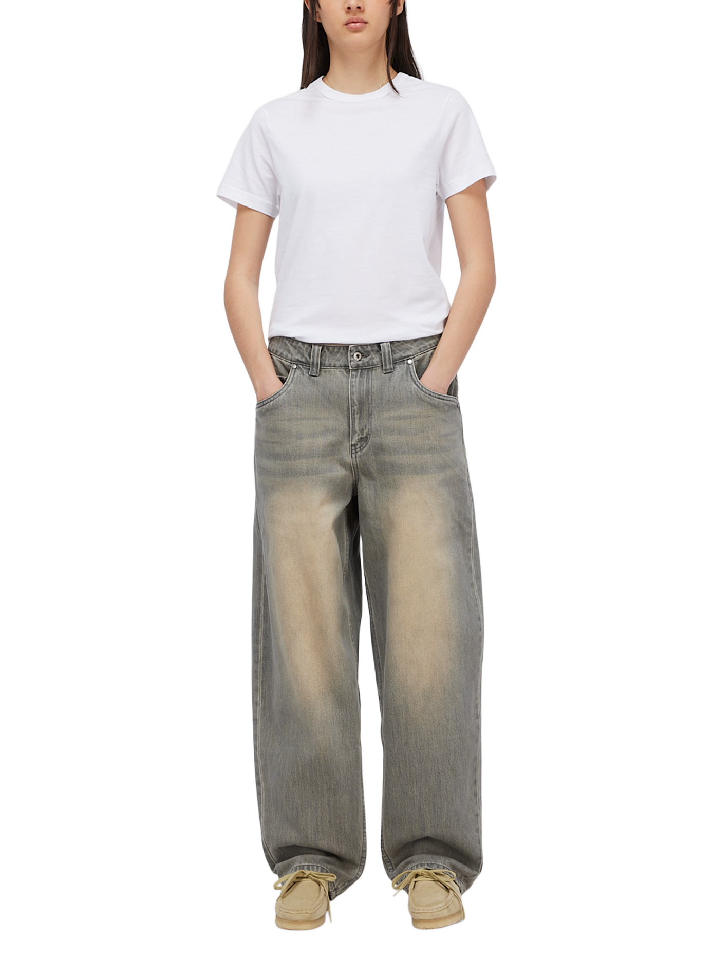 Wide-leg cotton jeans DIME Grey