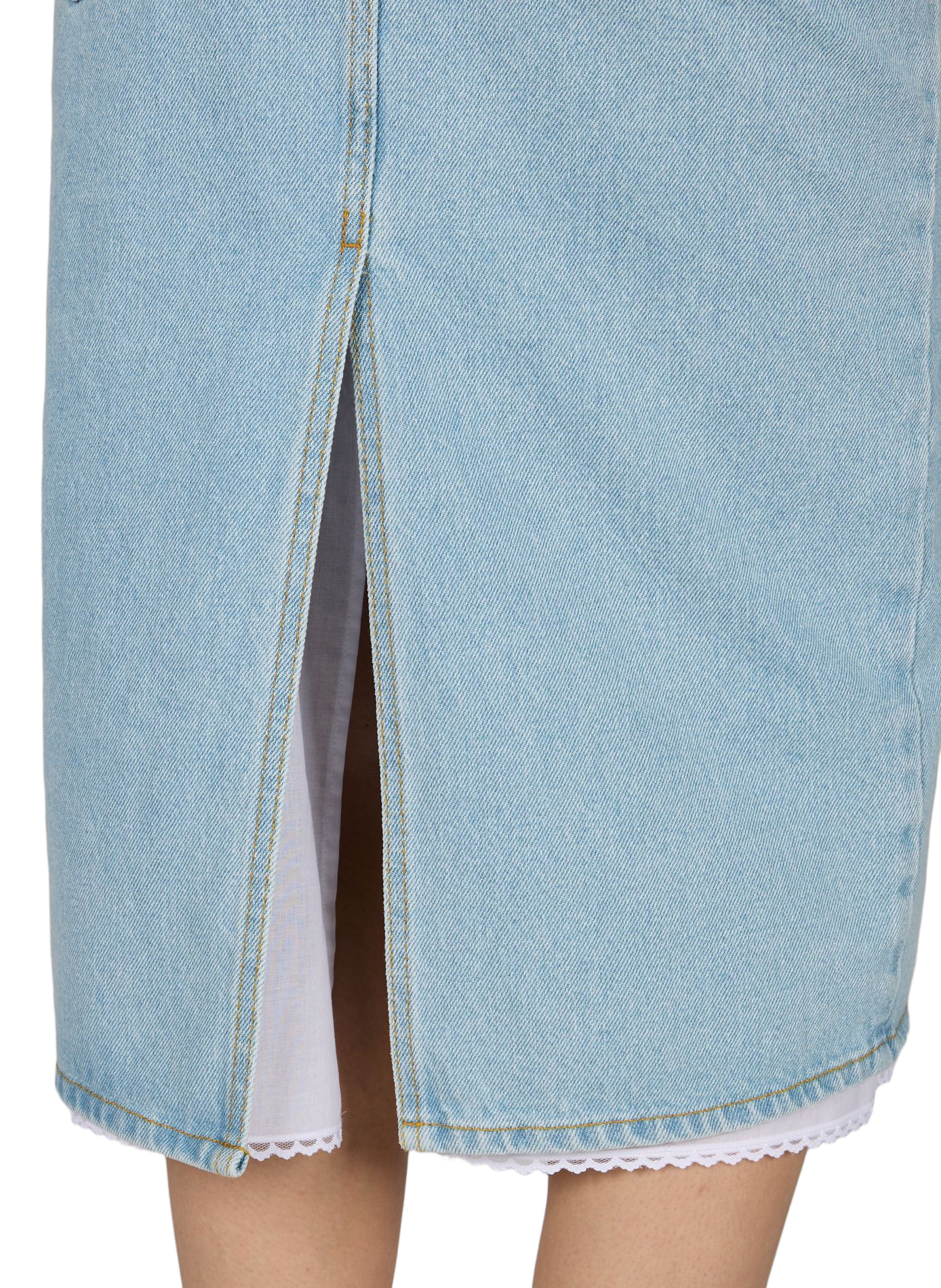 Jupe bord dentelle en denim de coton MAGDA BUTRYM Bleu