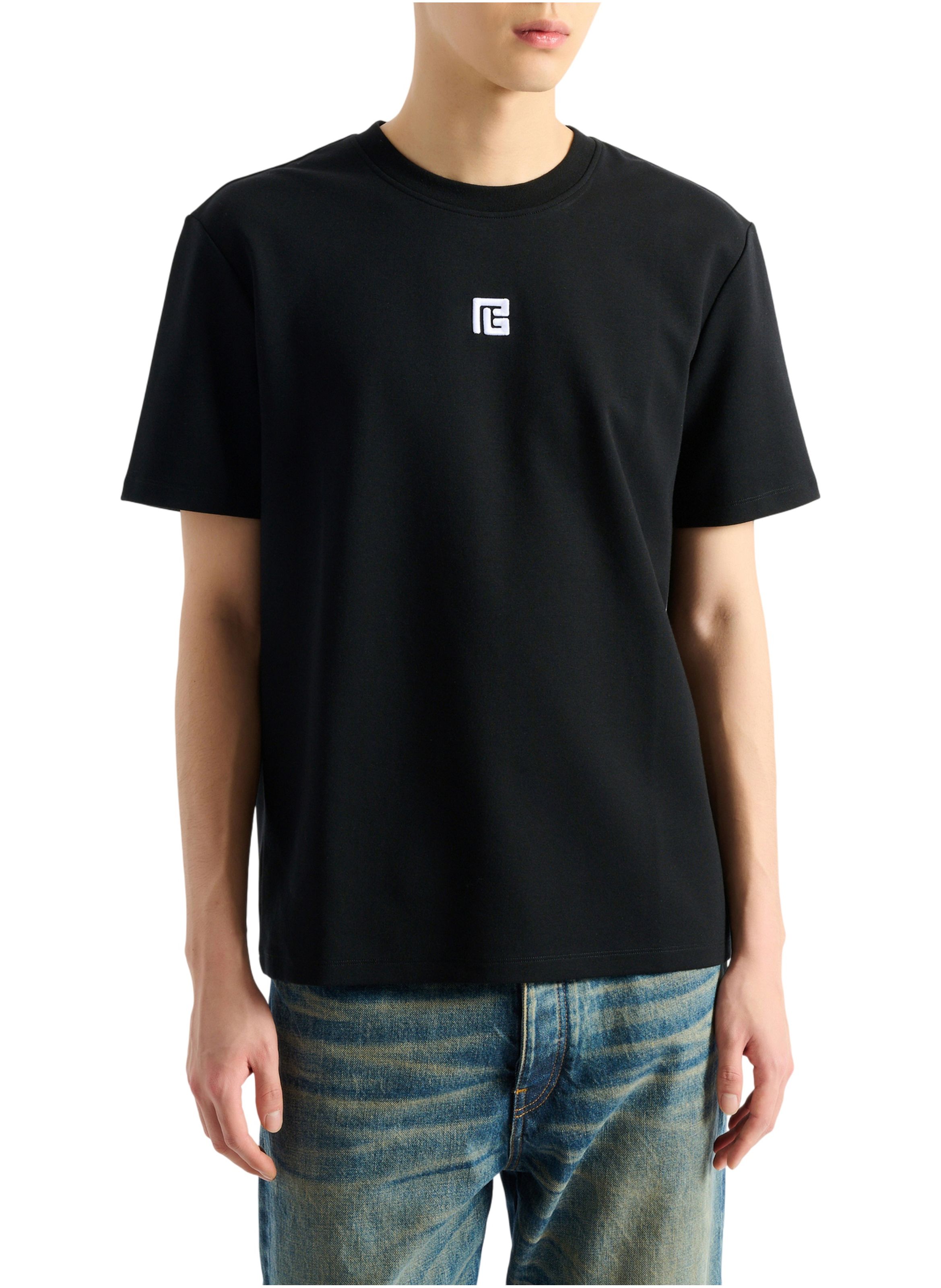 T-shirt avec logo brodé BALMAIN Noir