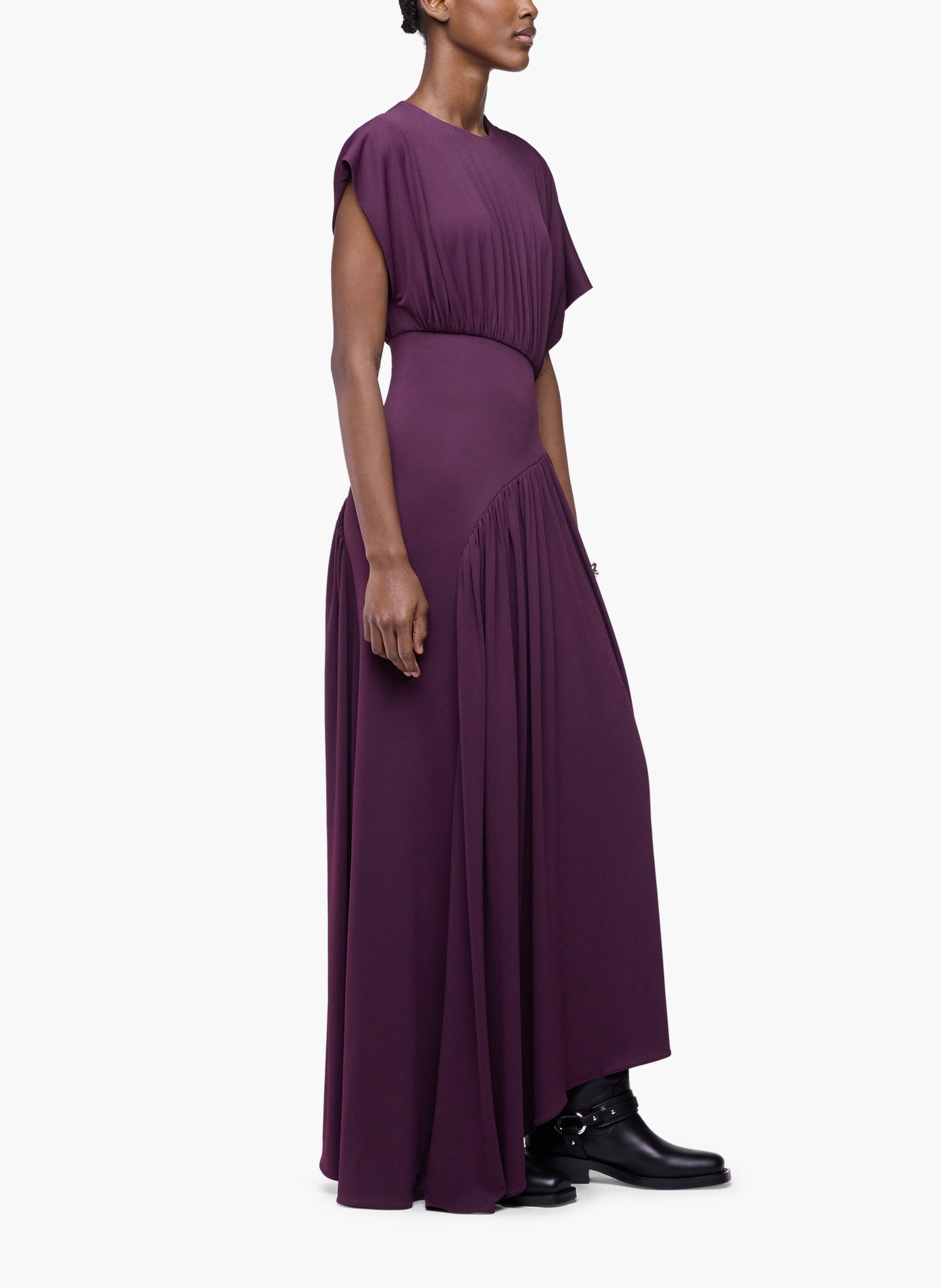 Longue robe asymétrique avec détails froncés RABANNE Violet