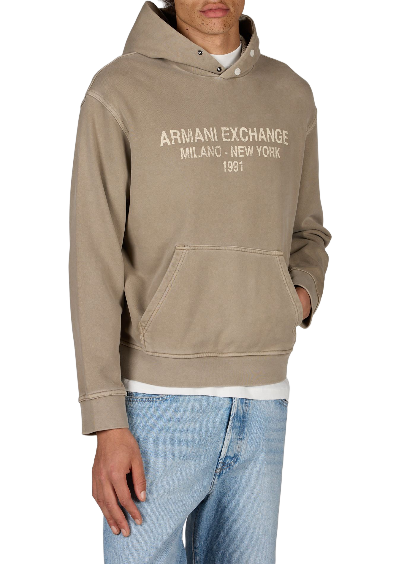 Oversized cotton sweatshirt ARMANI EXCHANGE Beige