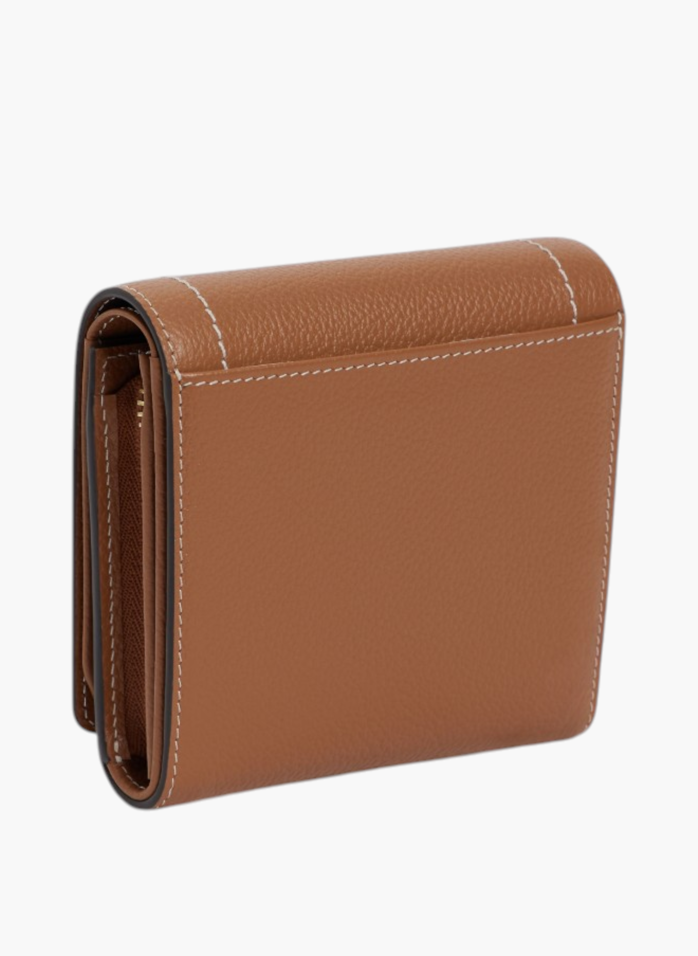 Petit portefeuille à rabat louison en cuir grainé LE TANNEUR Marron