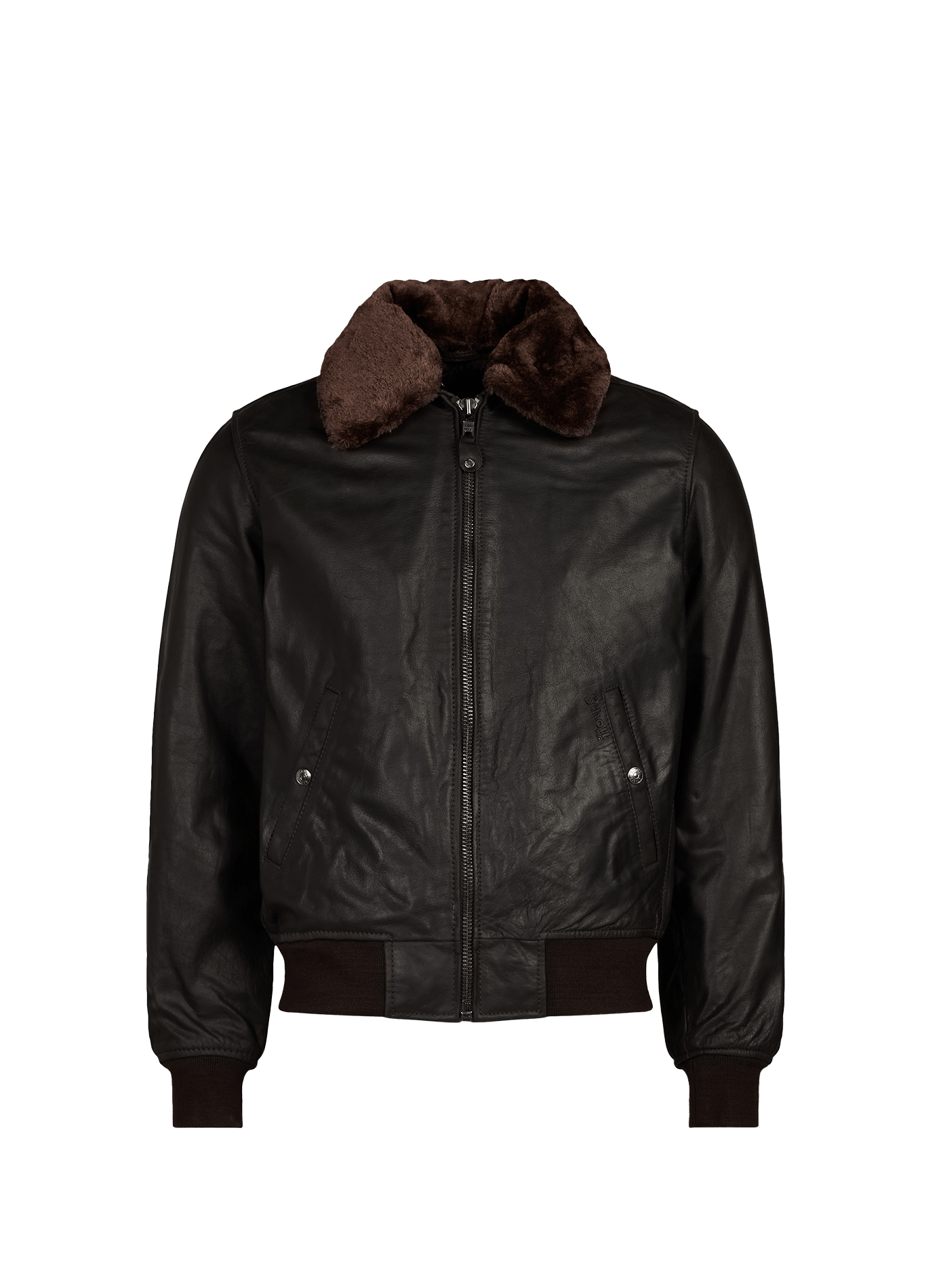 Straight leather jacket SCHOTT Brown