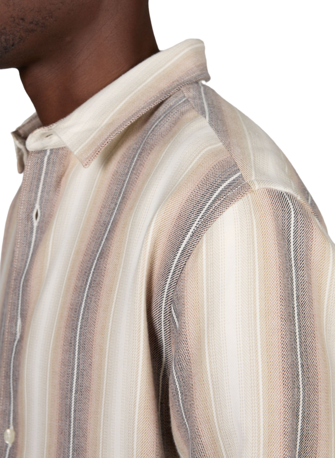 Long-sleeved striped cotton shirt KNOWLEDGE COTTON Beige