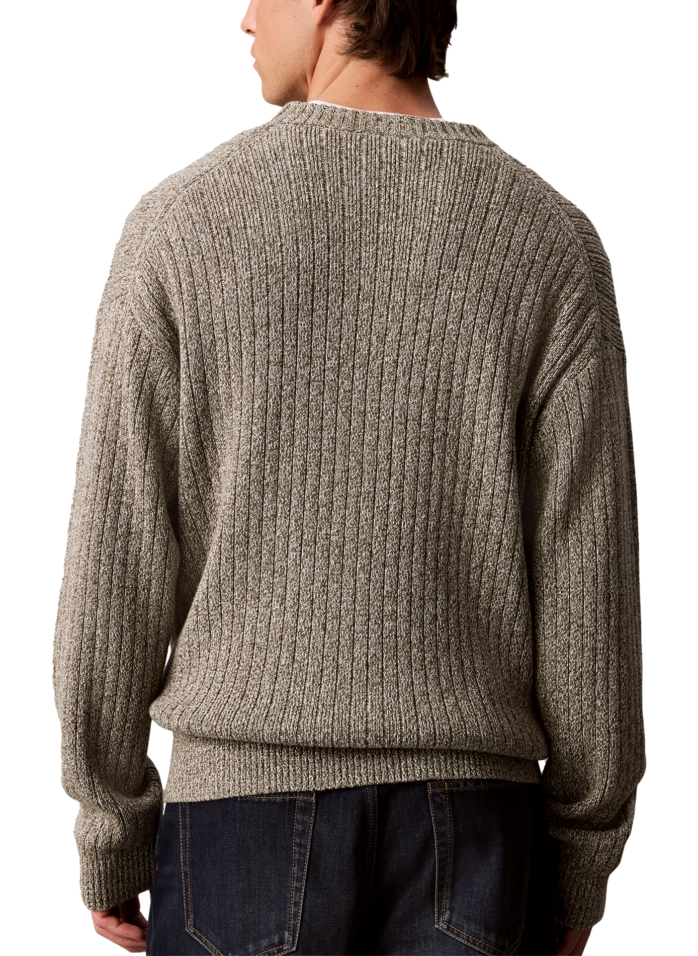 Strickpullover mit Baumwoll-Logomuster | Khaki CALVIN KLEIN Herren