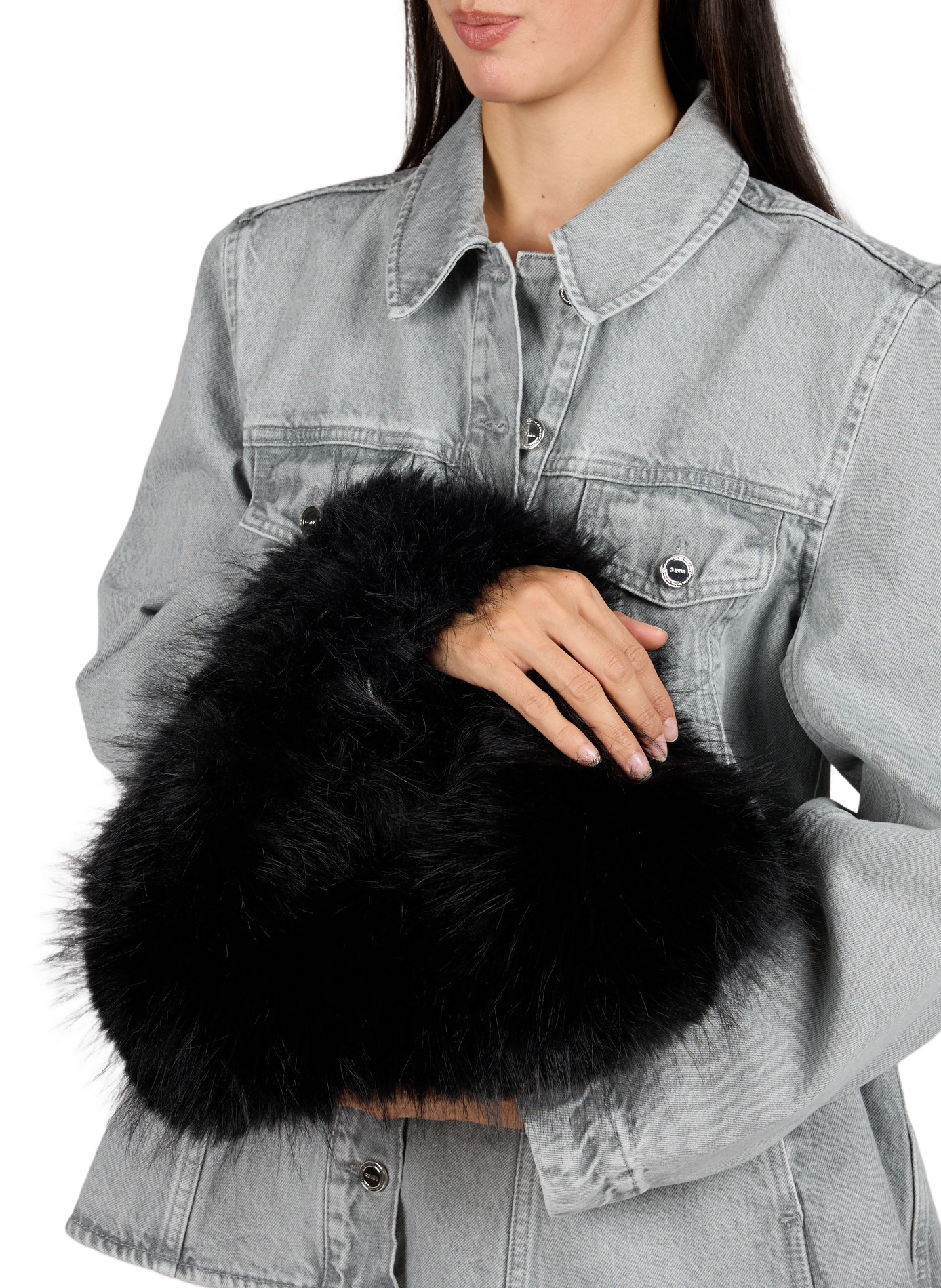 Faux Fur Handbag AU PRINTEMPS PARIS Black