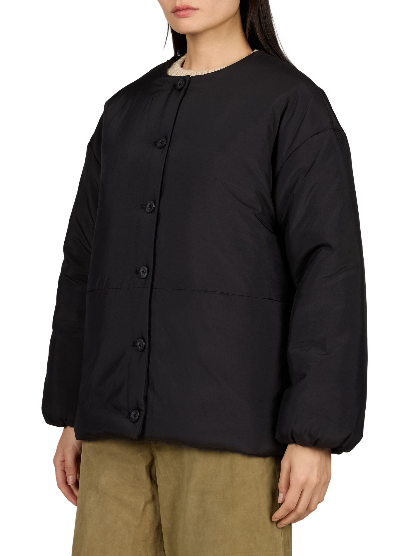 Weit geschnittene Jacke mit einfarbigem Schal OBJECT Schwarz