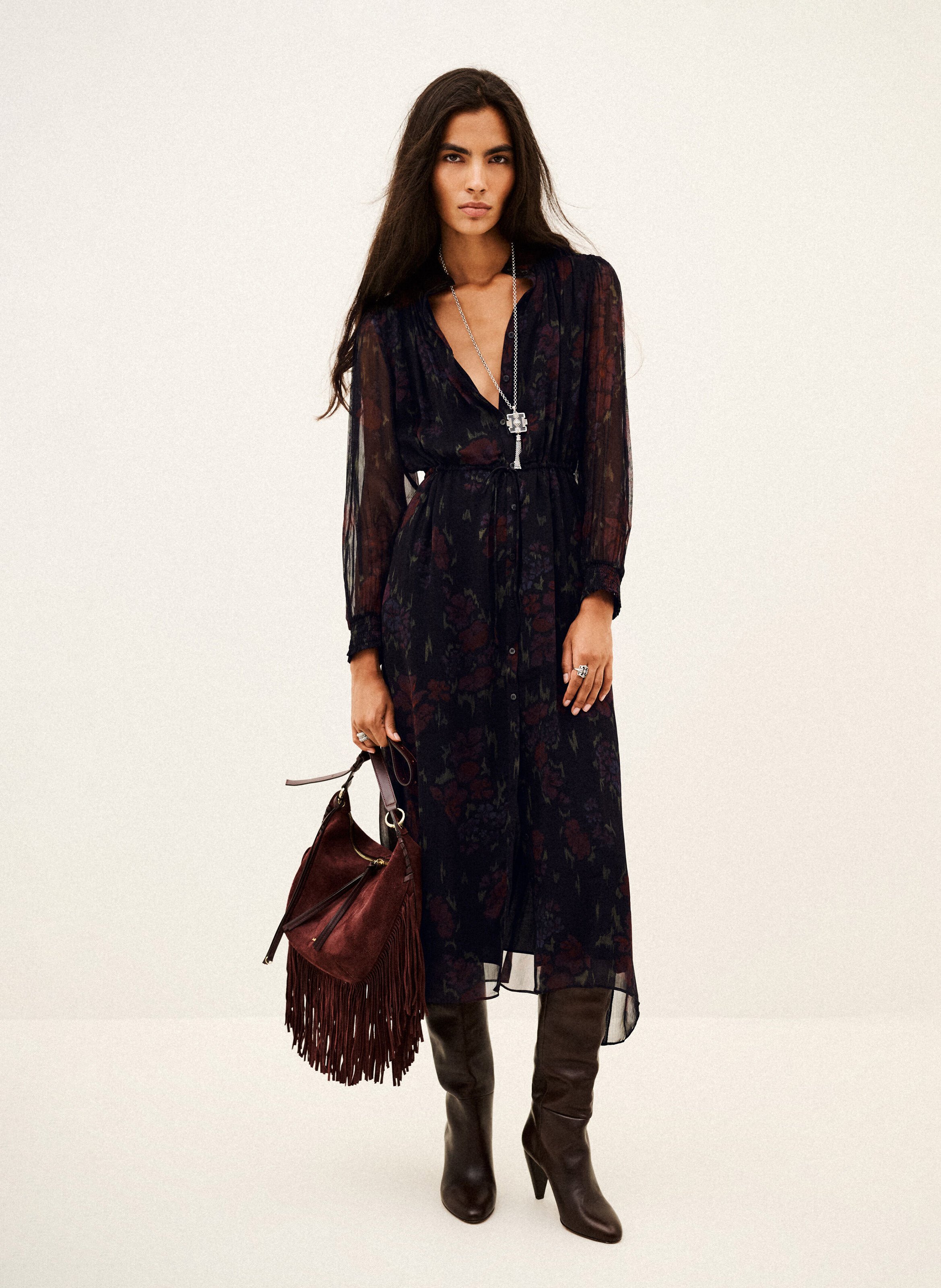 Robe longue ample imprimée delora BA&SH Noir
