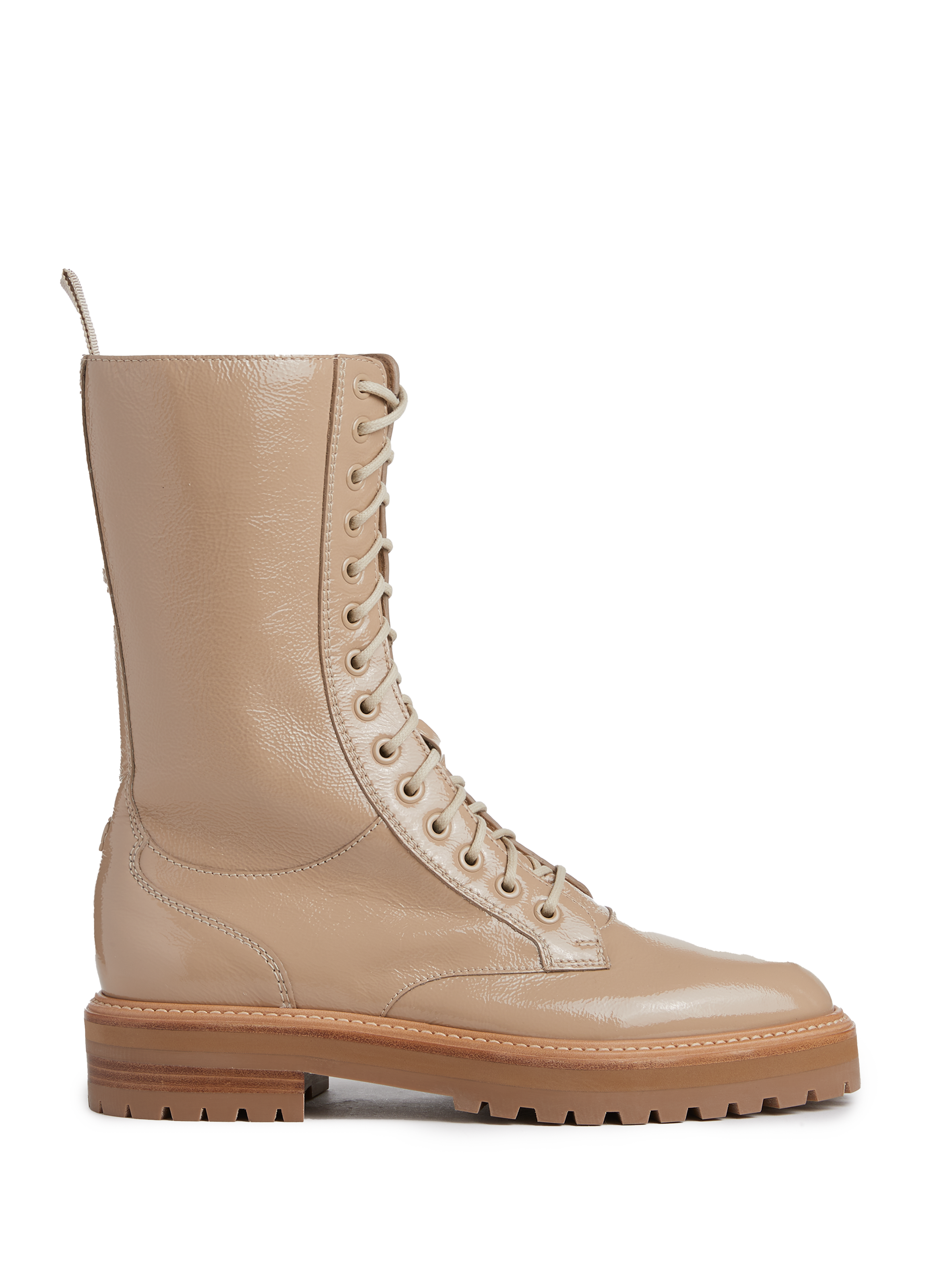 JIMMY CHOO Cora leather combat boots Beige