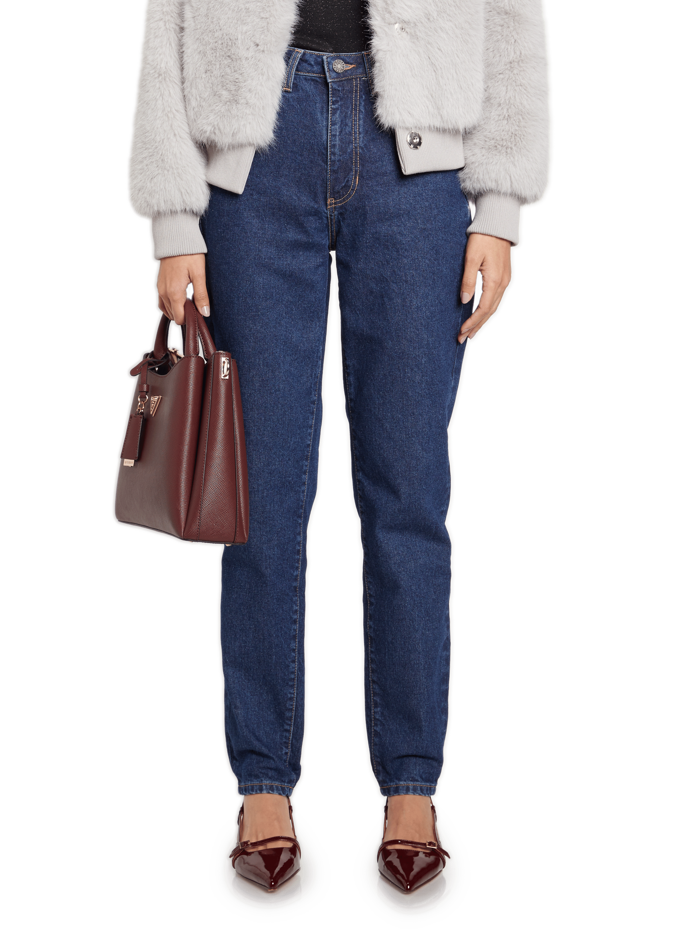 GUESS Jean mom en coton  Bleu