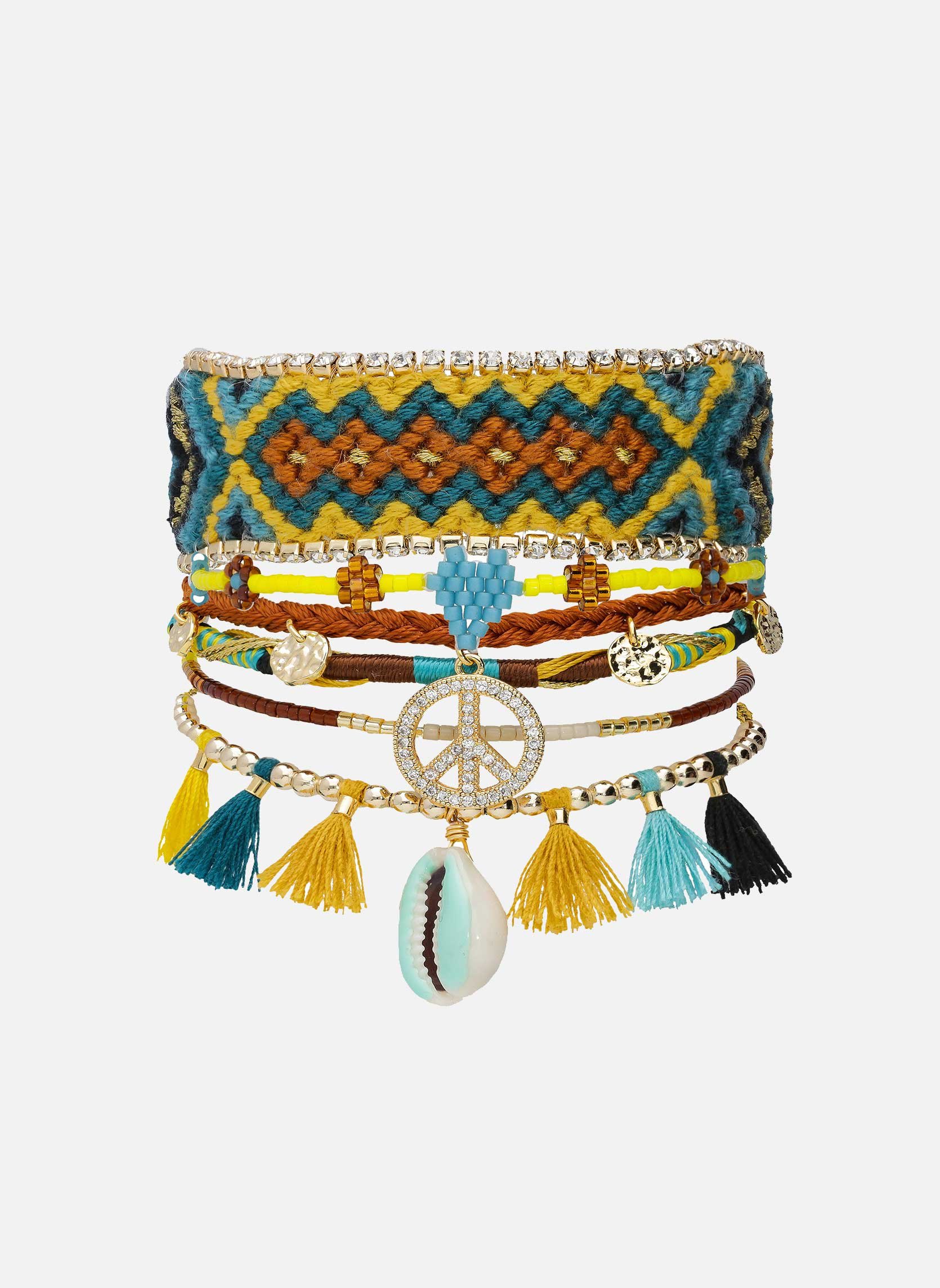 Manchette bracelet multiliens peacemaker HIPANEMA Kaki