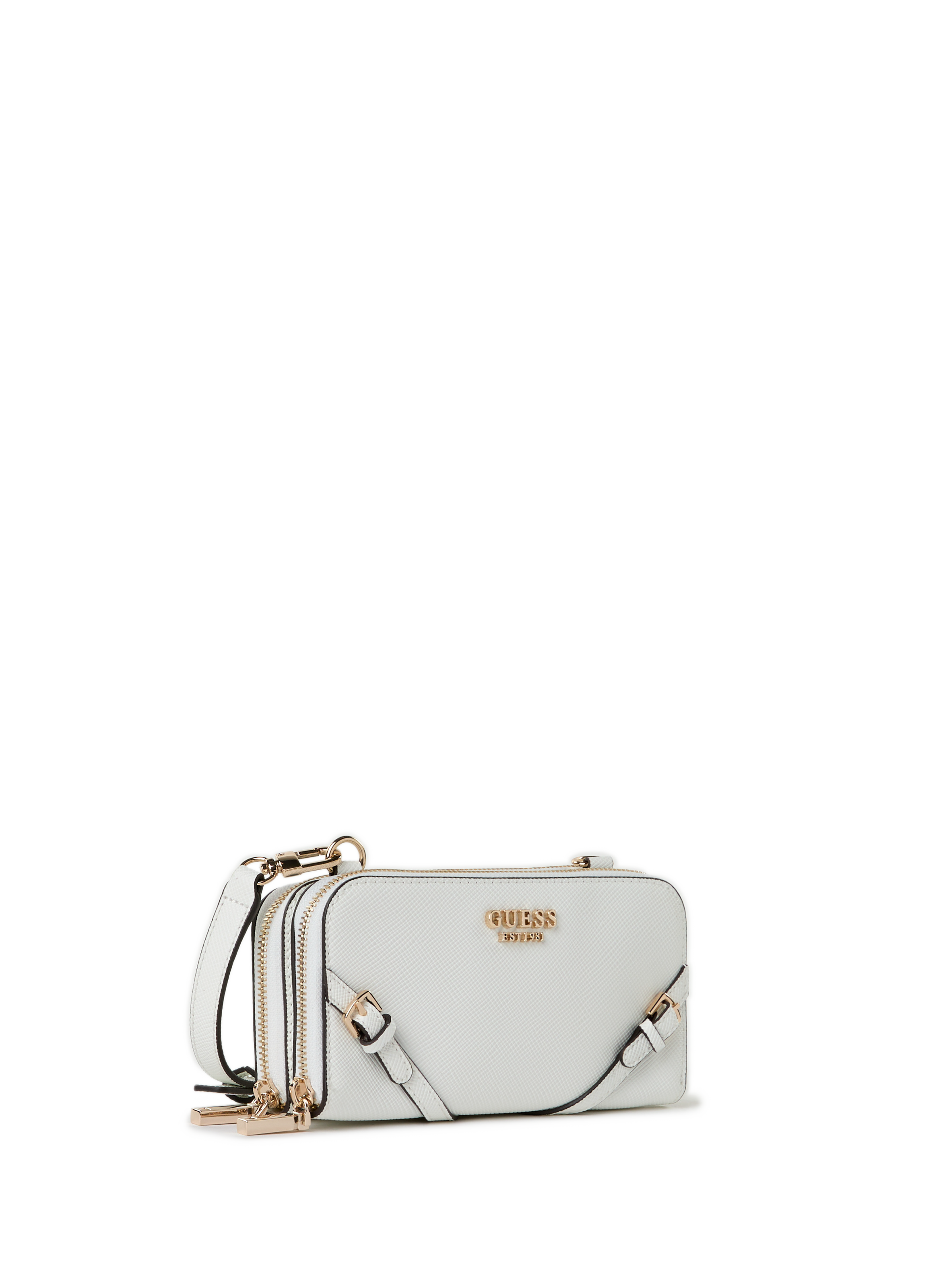 Mini sac bandoulière grainé GUESS Blanc
