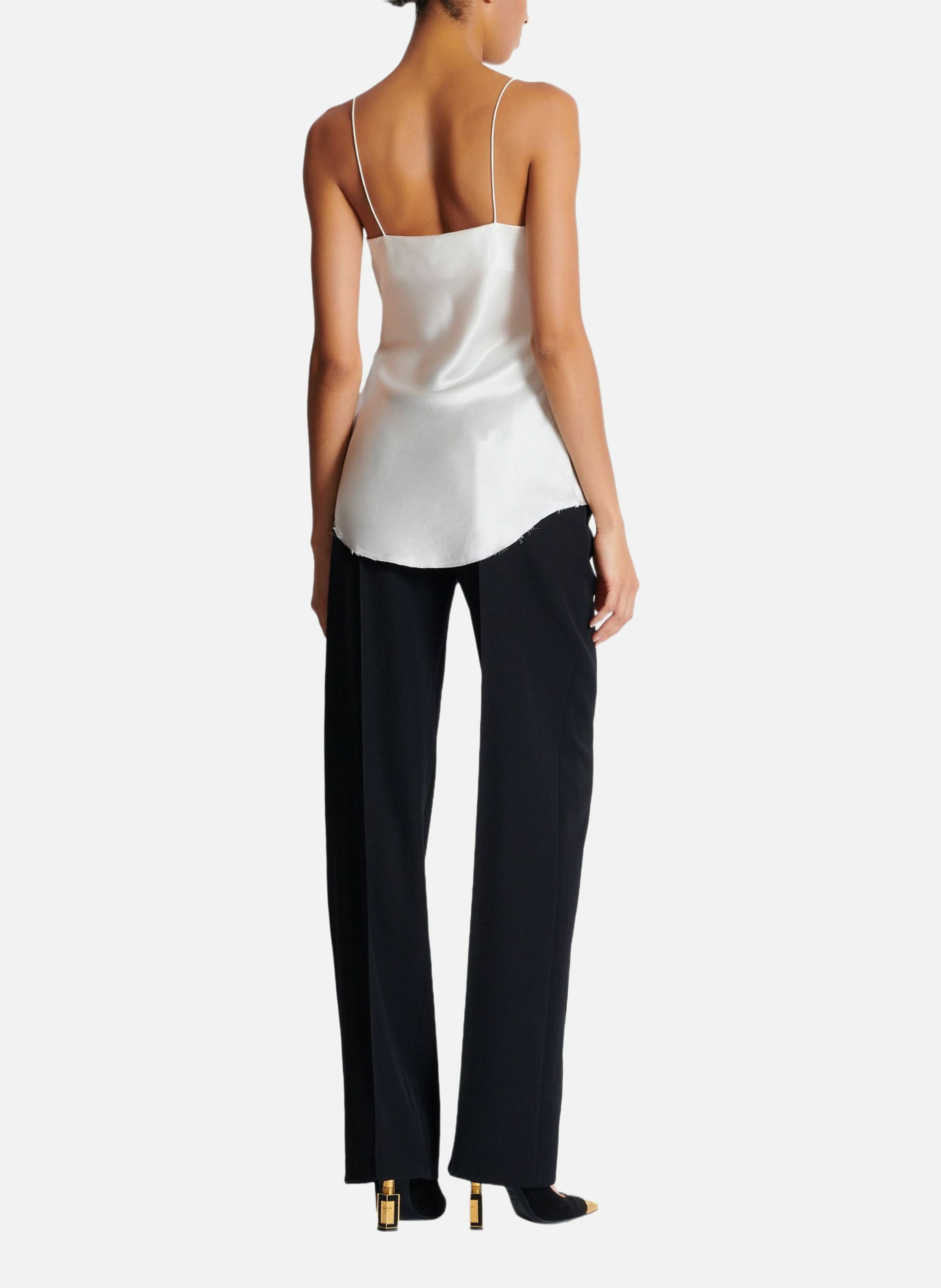 Top en satin drapé BALMAIN Blanc