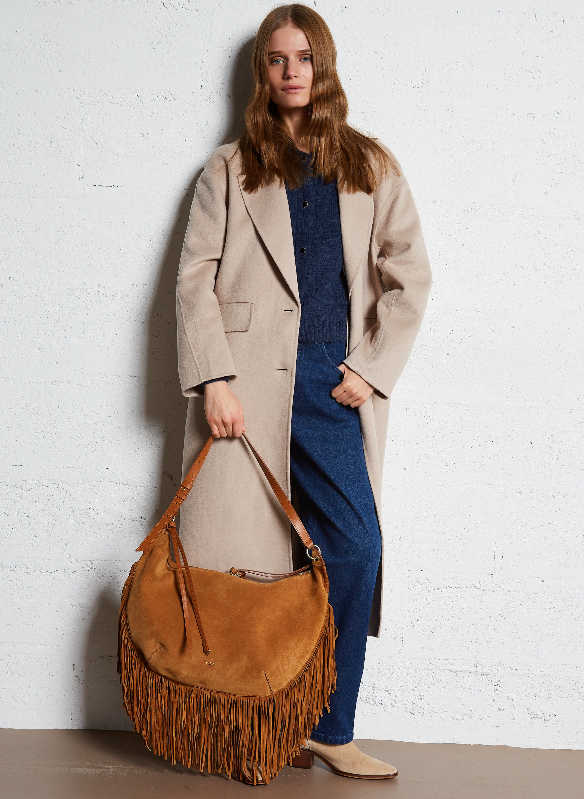 Sac à main en cuir velours swing BA&SH Marron