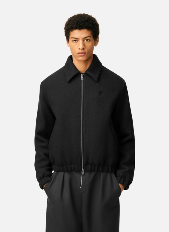 Blouson zippé ami de coeur en coton Gris by AMI PARIS AMI PARIS Blouson zippé ami de coeur en coton Gris