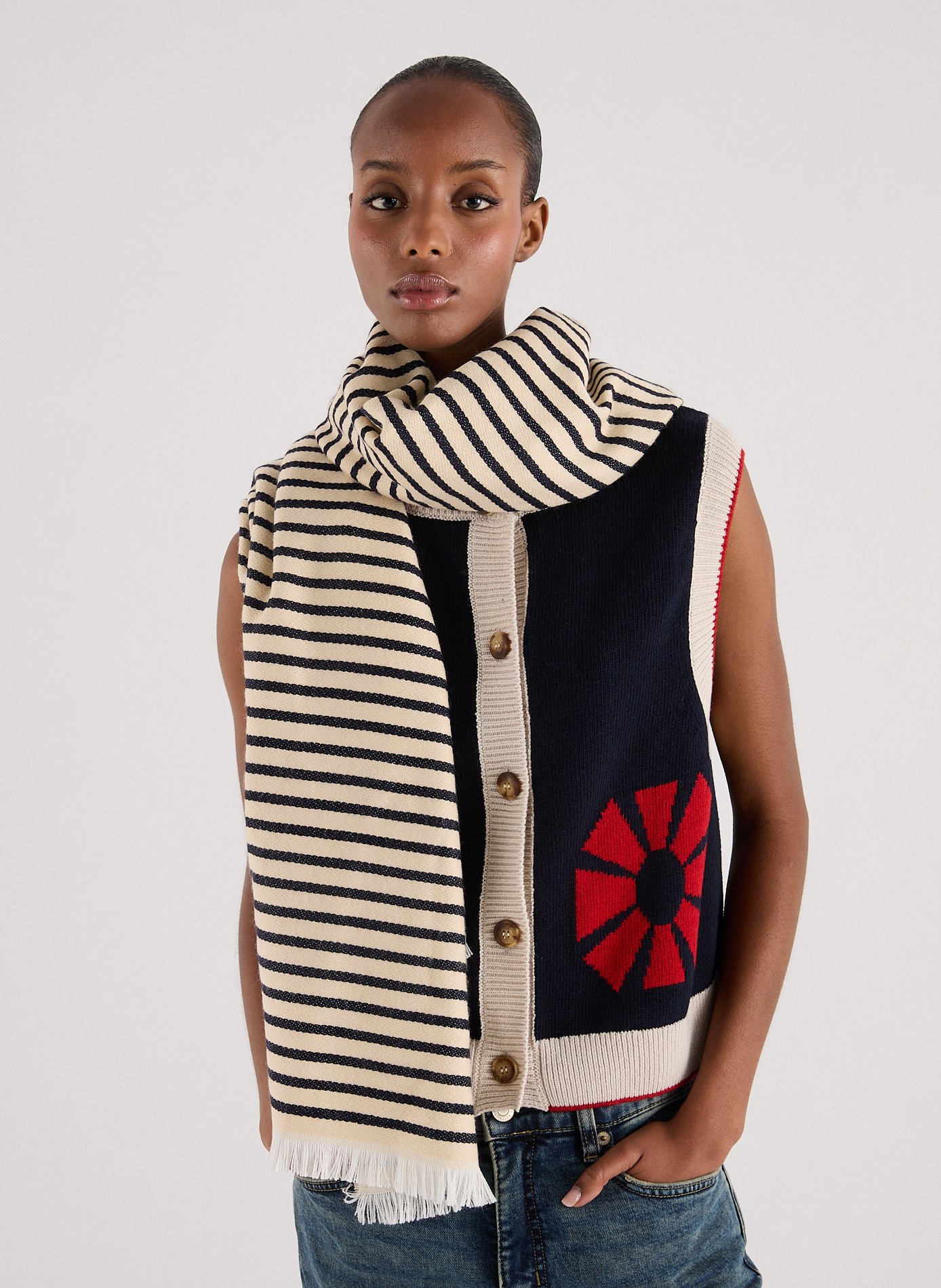 Check scarf AU PRINTEMPS PARIS Beige