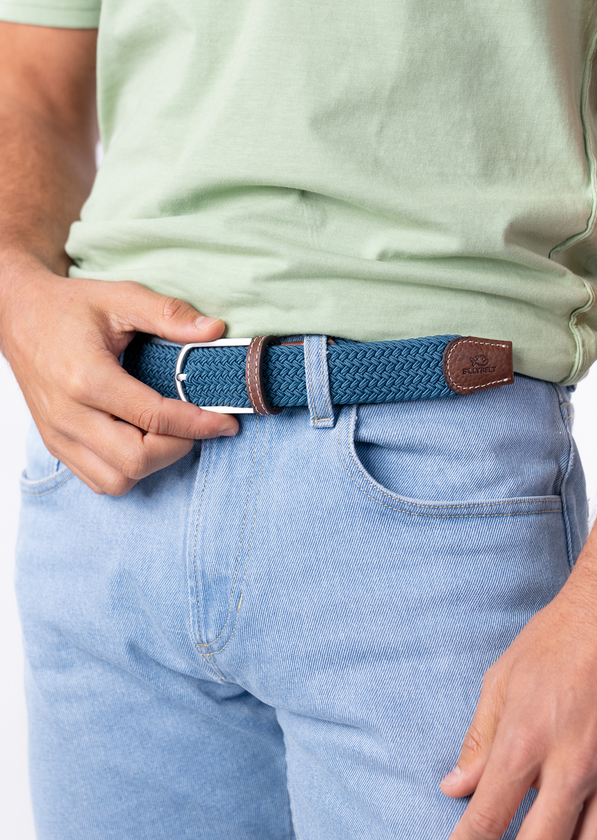 Ceinture tressée élastique unie BILLYBELT Bleu