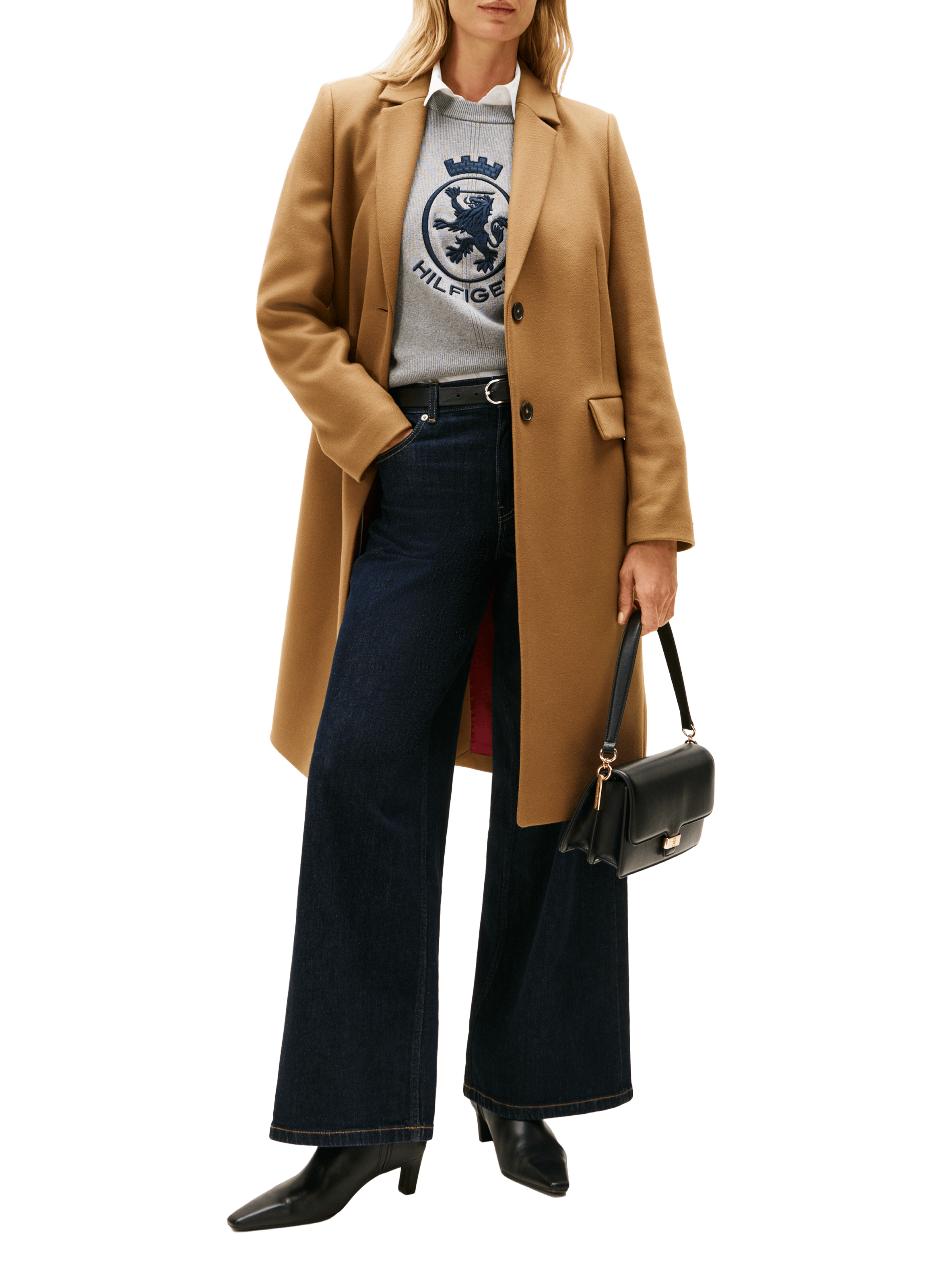 Manteau droit avec cachemire TOMMY HILFIGER Beige