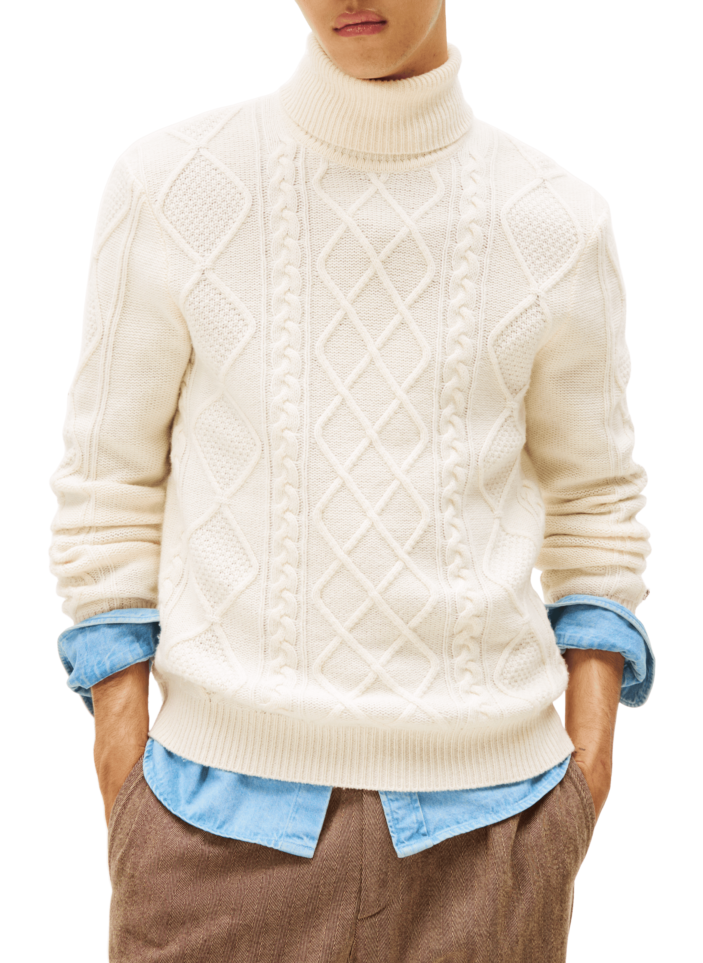 TOMMY HILFIGER Pull à col roulé en laine mélangée Beige