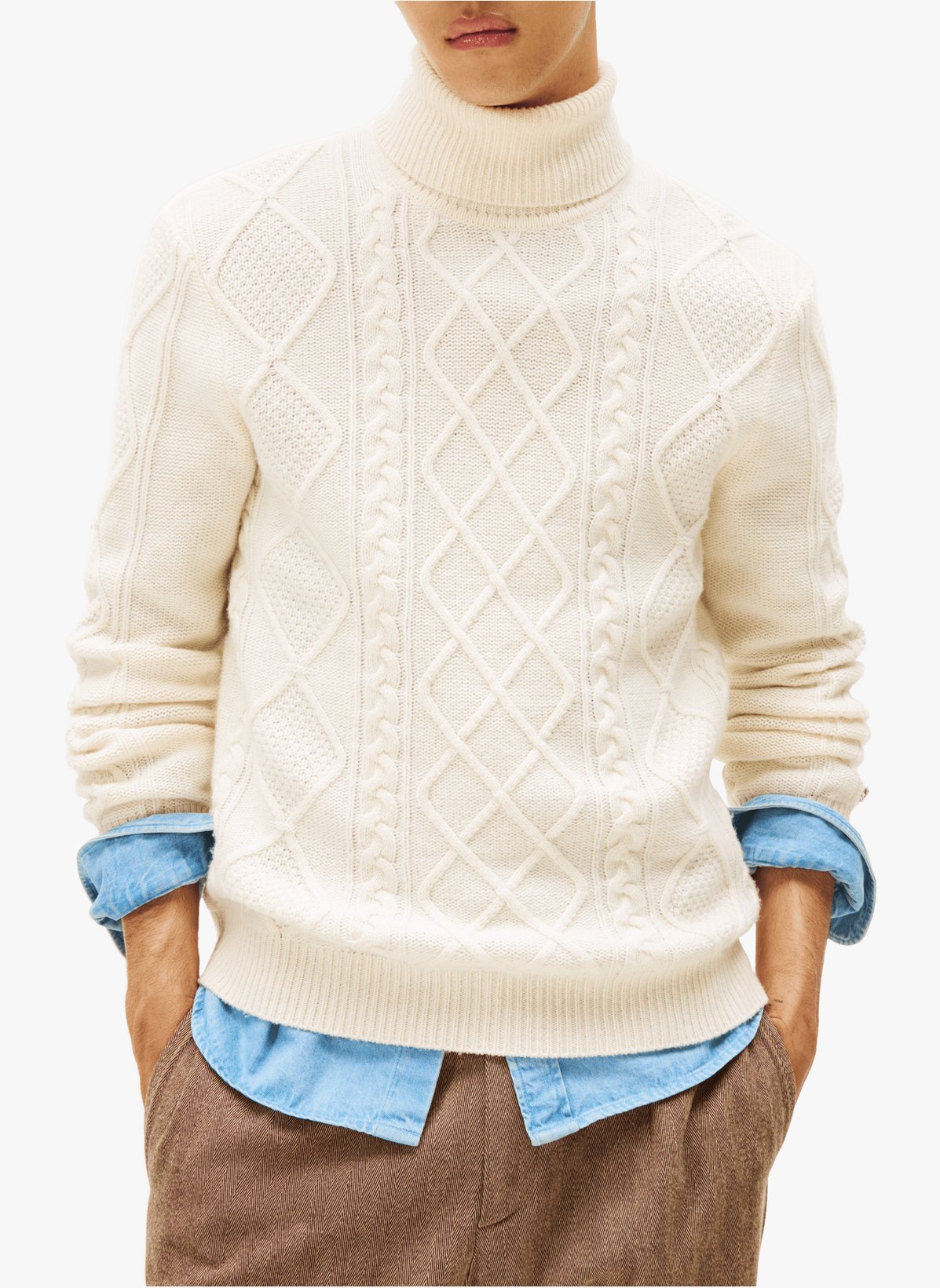 Pull à col roulé en laine mélangée