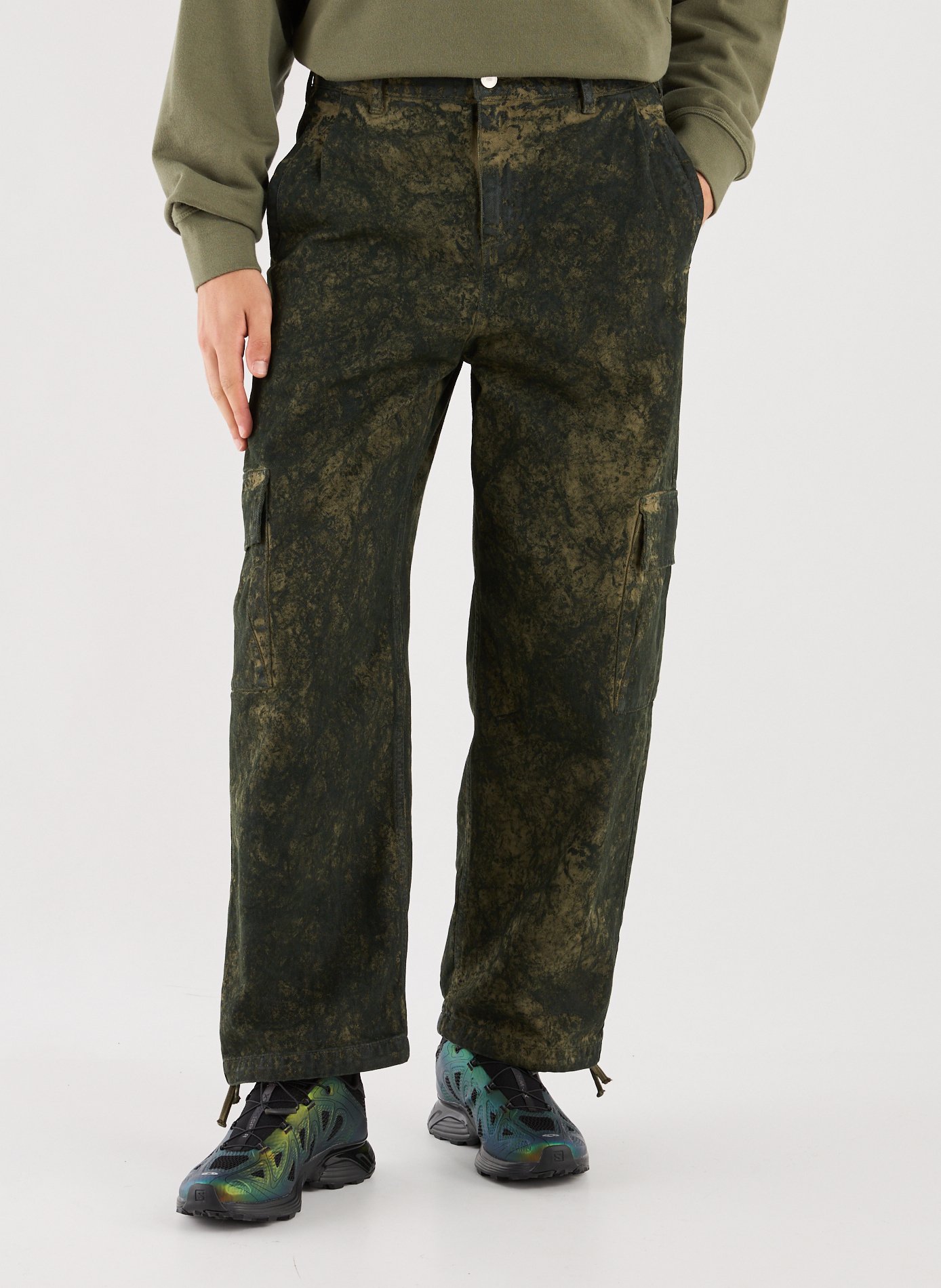 ARTE ANTWERP Pantalon cargo effet peinture Vert