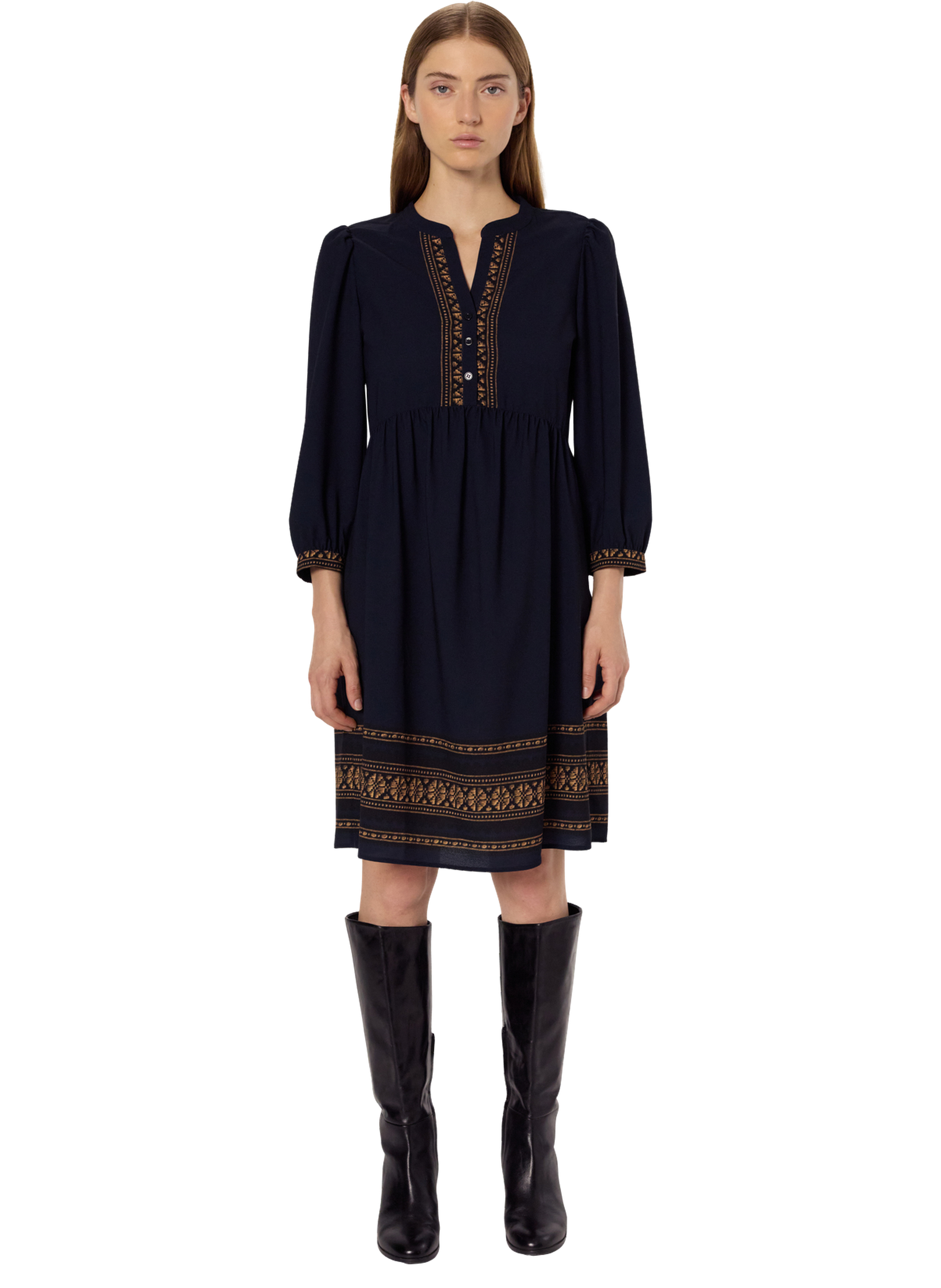 Robe droite aux motifs placés - louisa GERARD DAREL Bleu