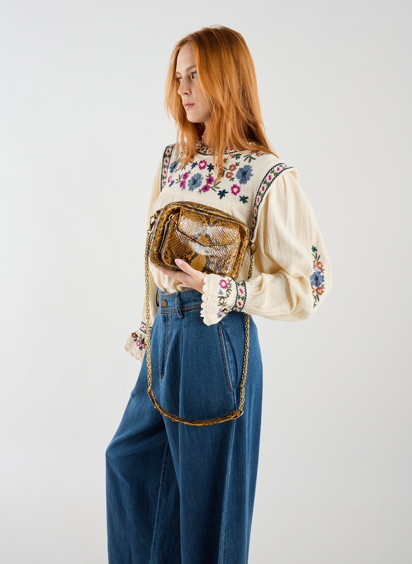 Sac à bandoulière Charly en cuir CLARIS VIROT Jaune