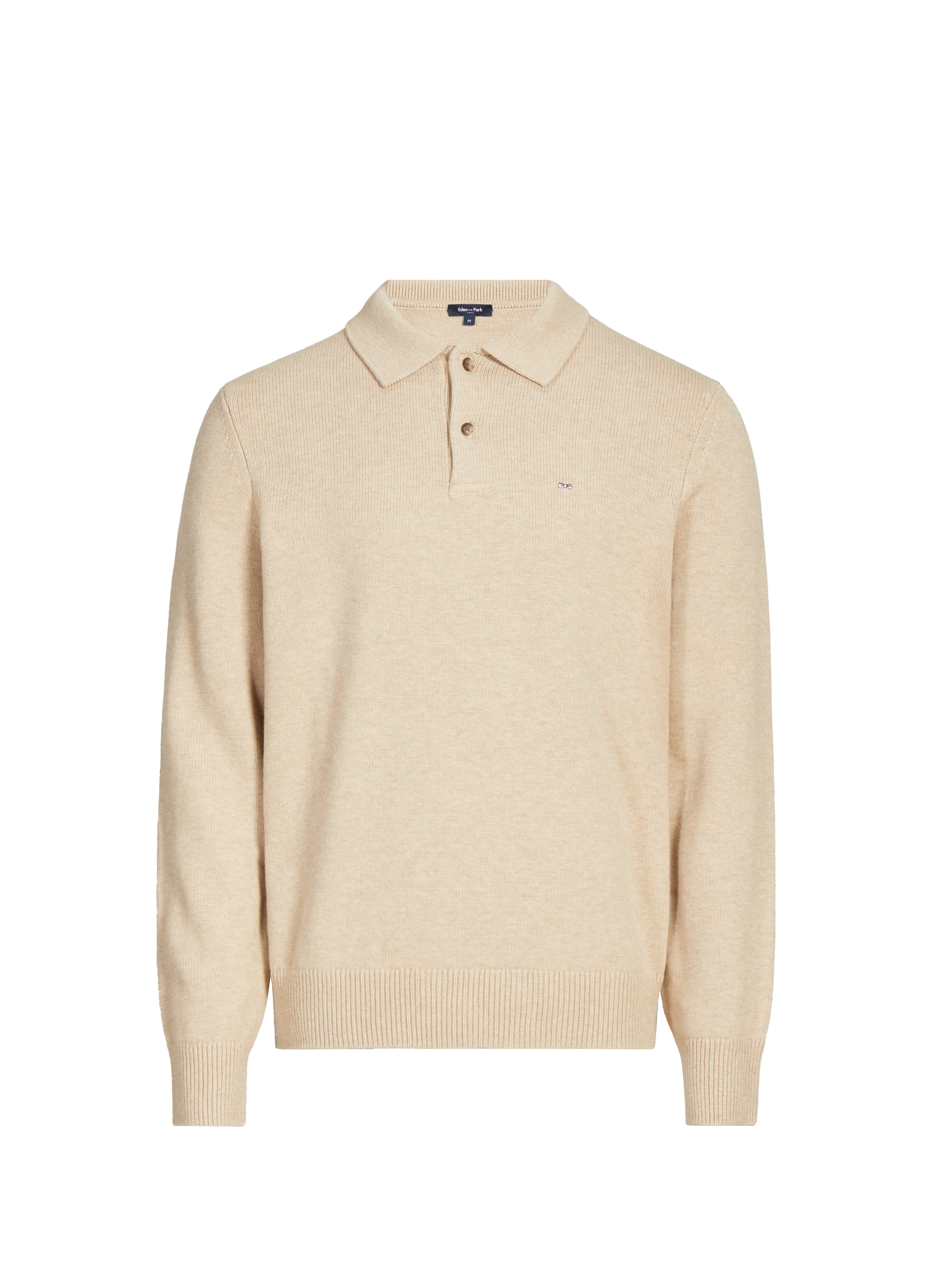 EDEN PARK Wool and cotton polo neck sweater Beige