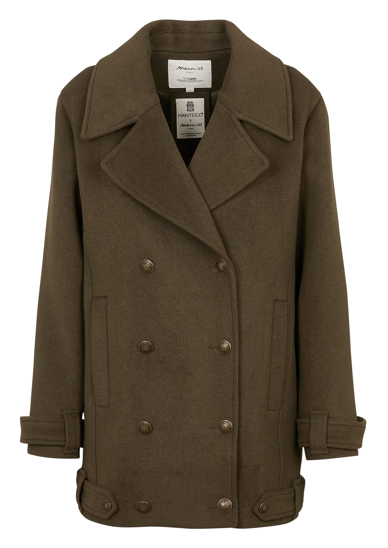 Manteau droit boutonné uni fletcher MAISON 123 Kaki
