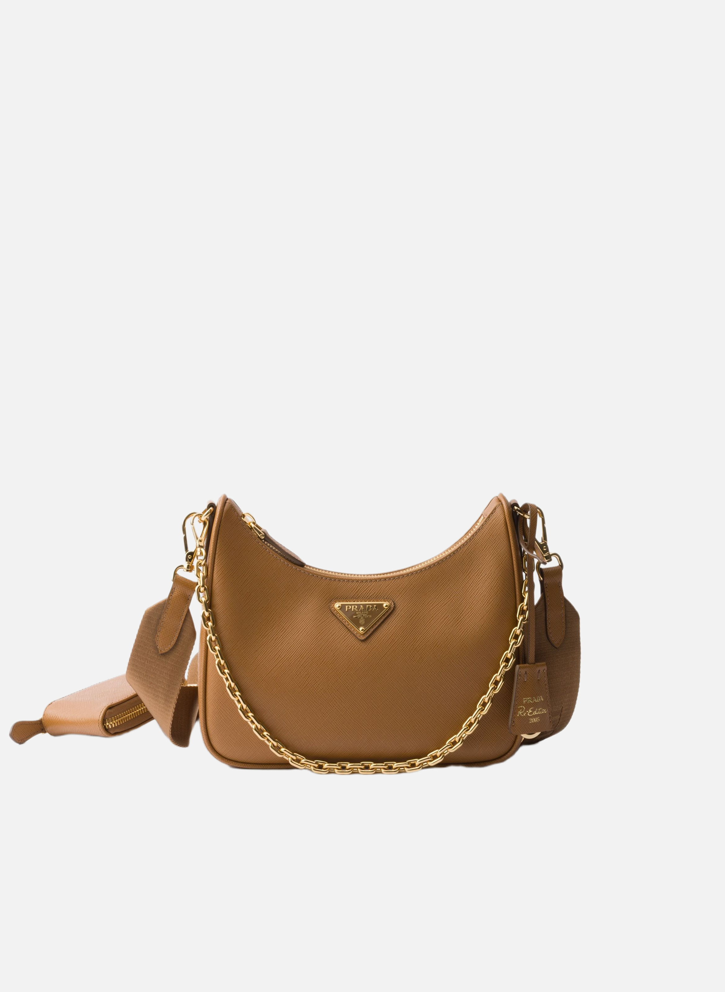 Sac prada re-edition 2005 en cuir saffiano PRADA Marron