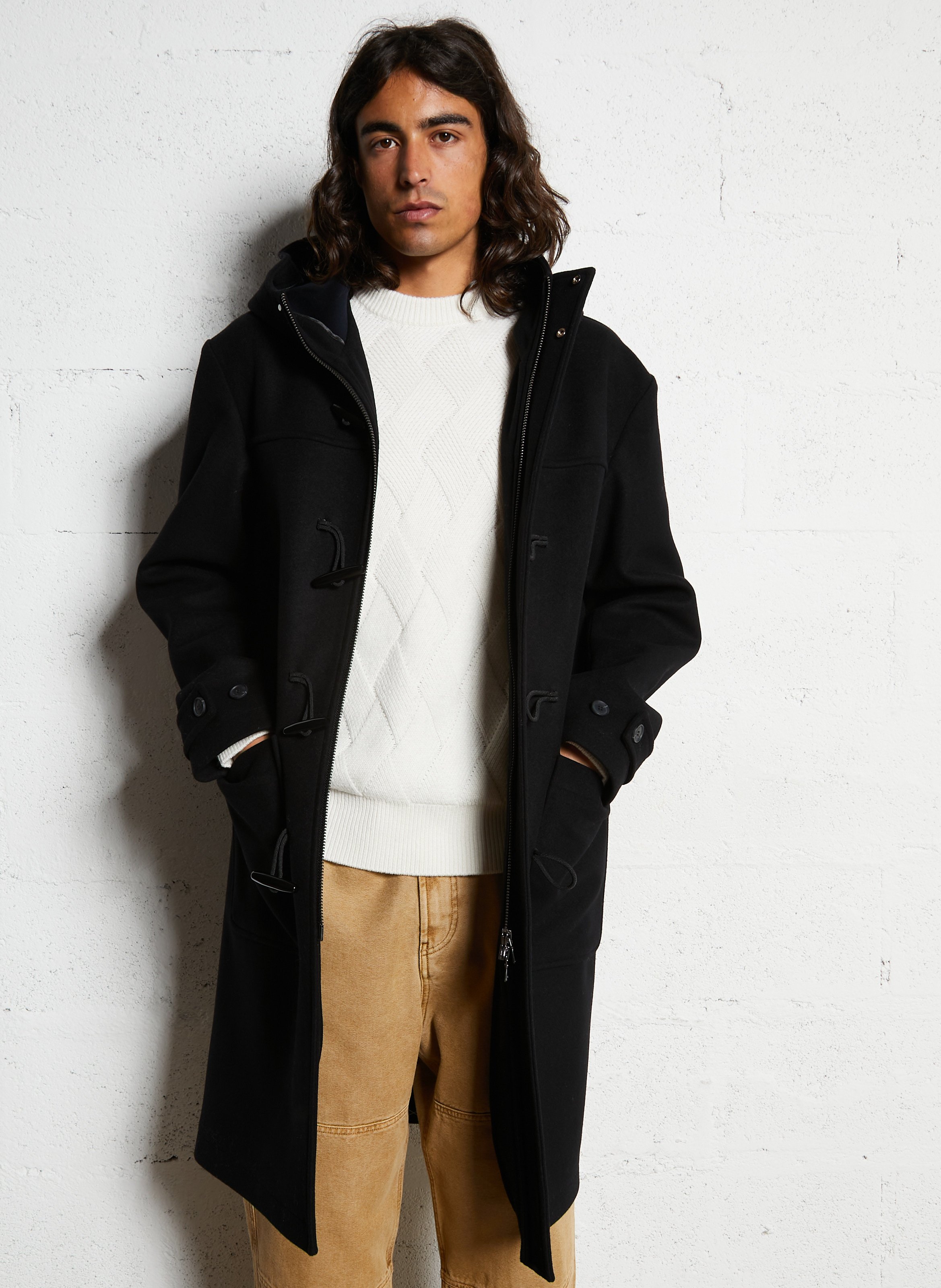 Manteau col montant en laine mélangée IKKS Noir