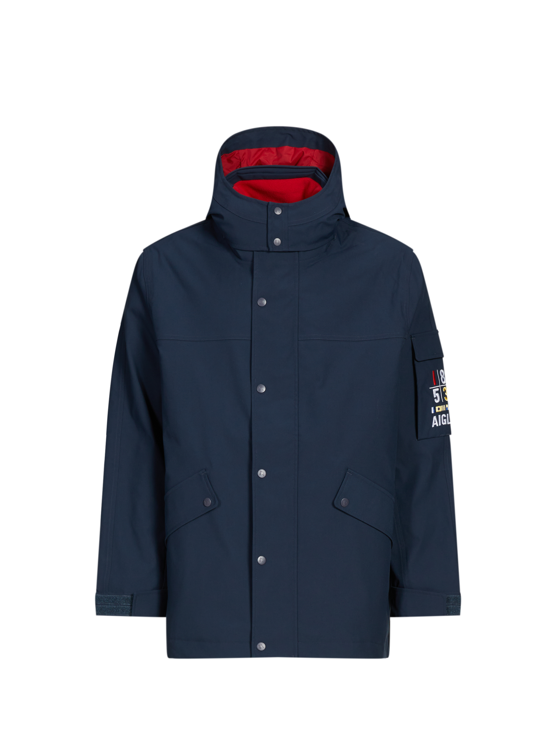 AIGLE Mid-length Copeland waterproof parka with hood Blue