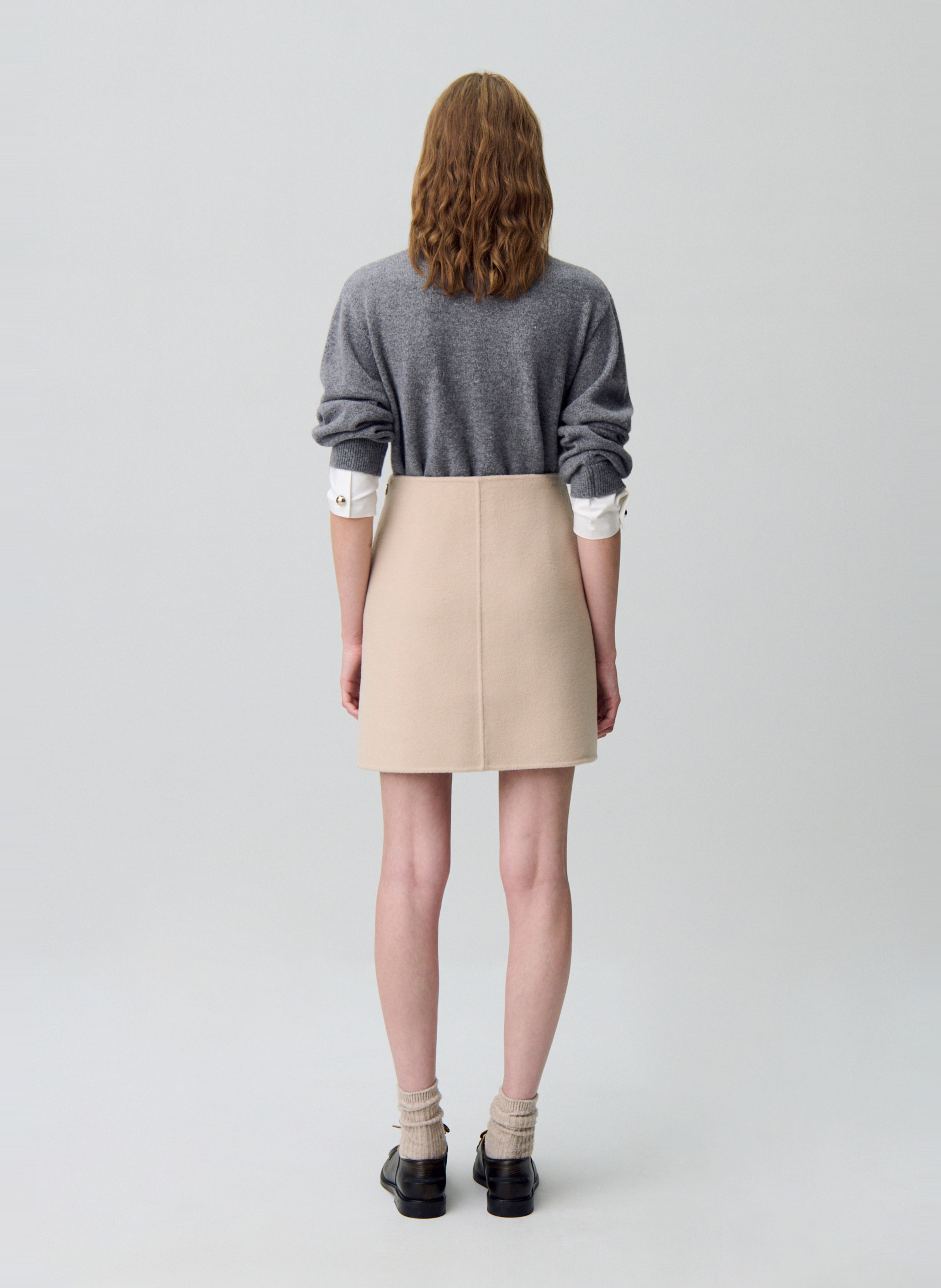 Jupe courte en laine mélangée CLAUDIE PIERLOT Beige