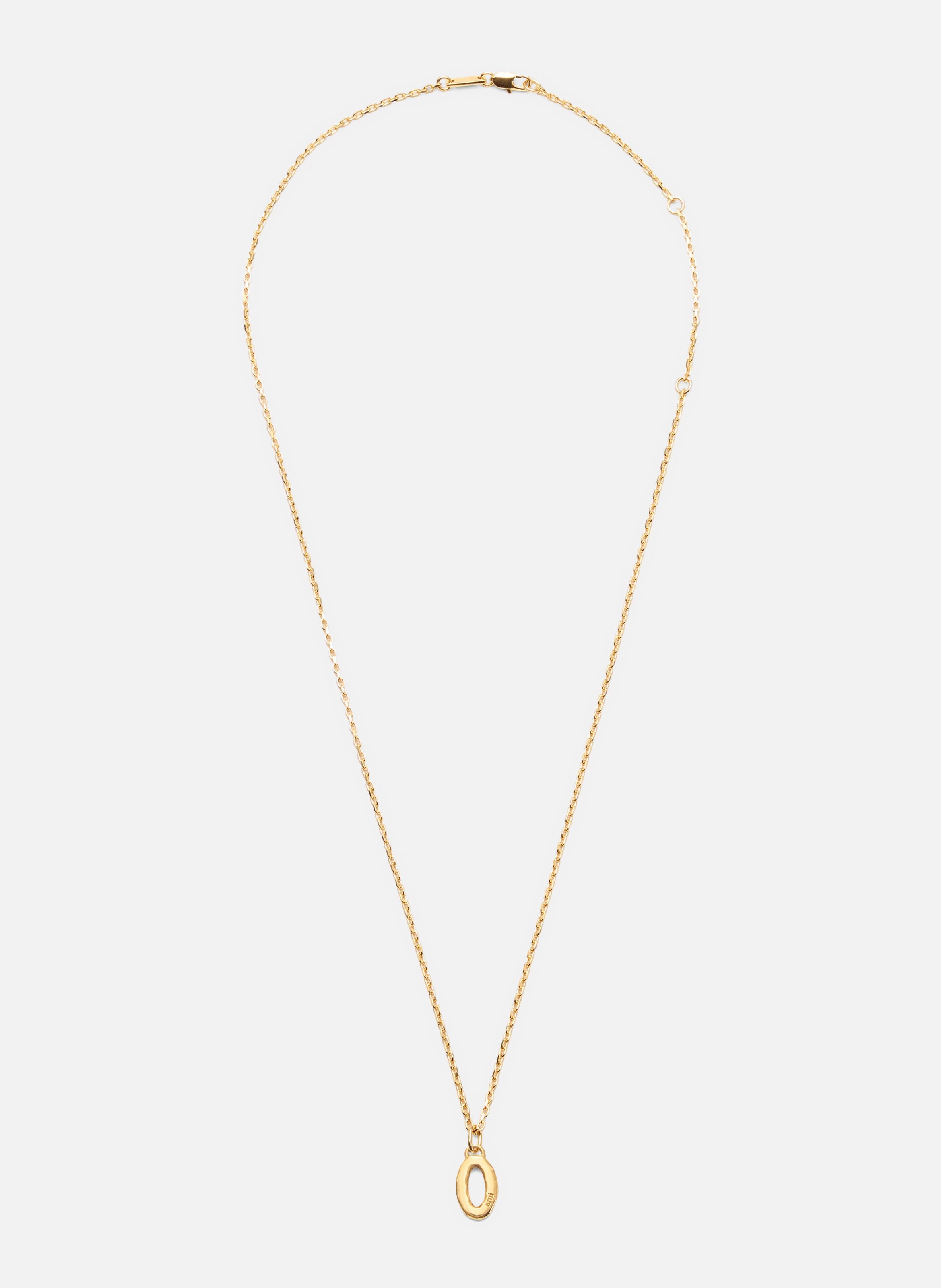 Collier martelé doré pendentif "0" unisexe en laiton AMI PARIS Jaune