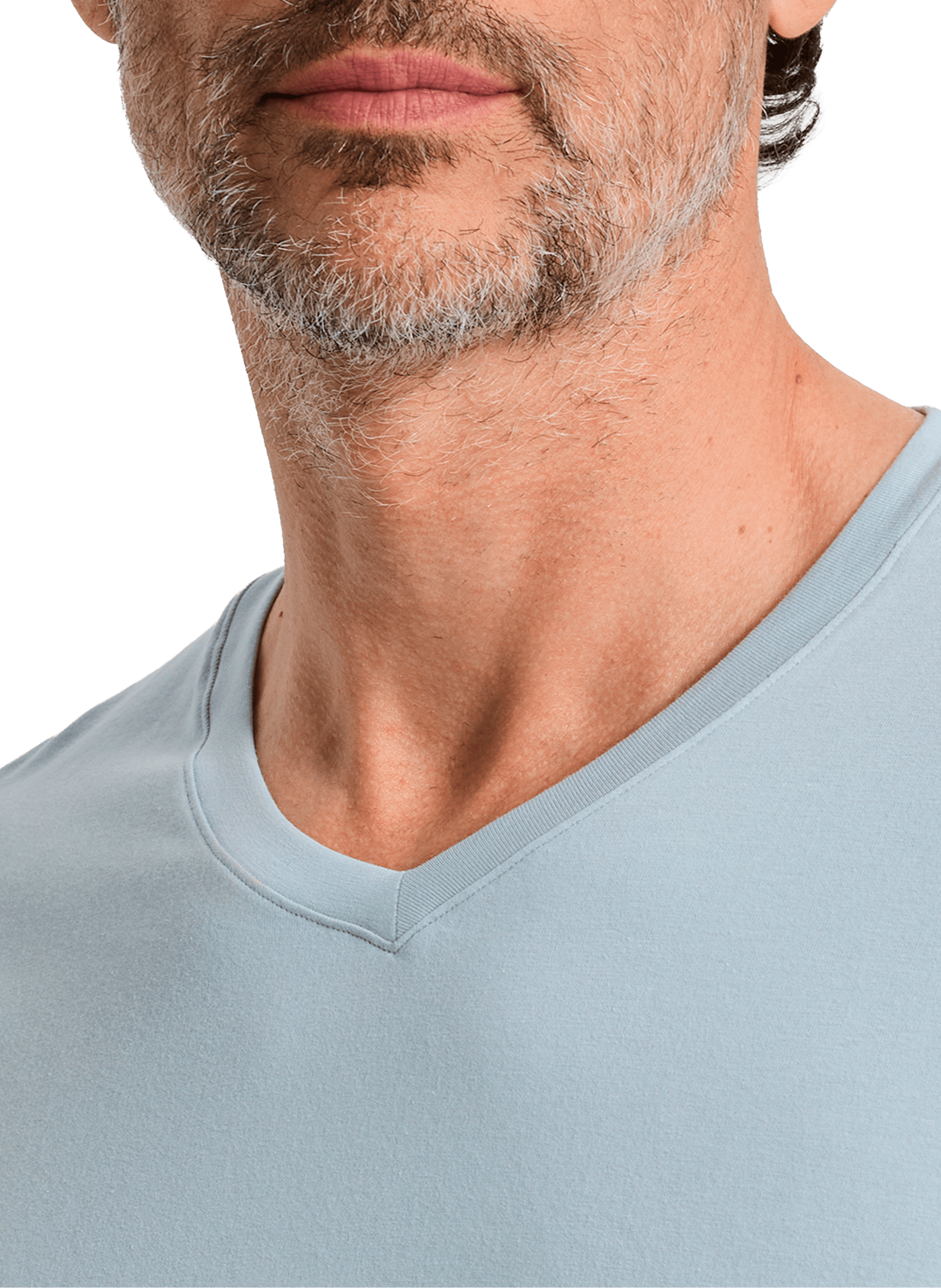 T-hirt à col V en coton HANRO Bleu