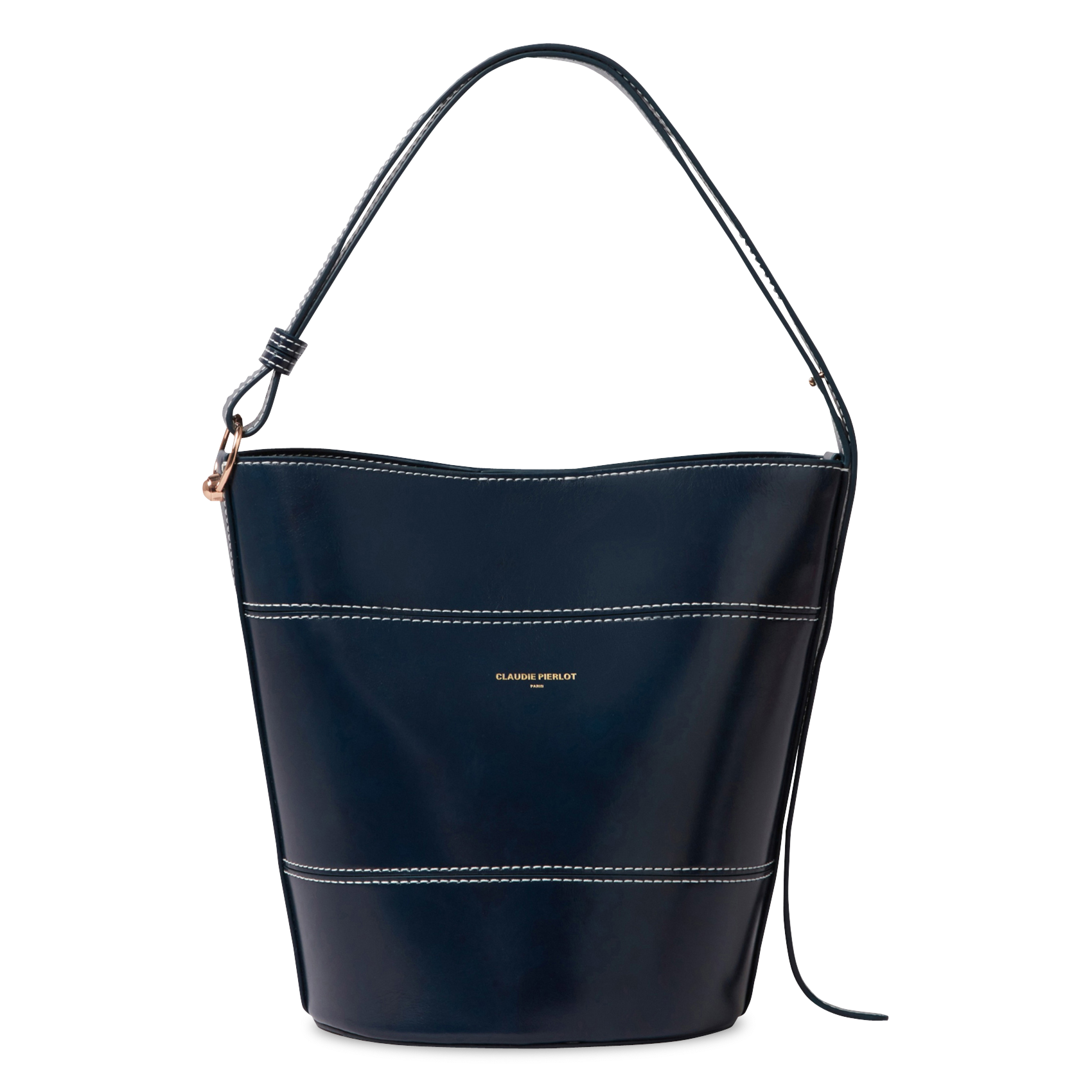 Sac bourse surpiqué en cuir CLAUDIE PIERLOT Bleu