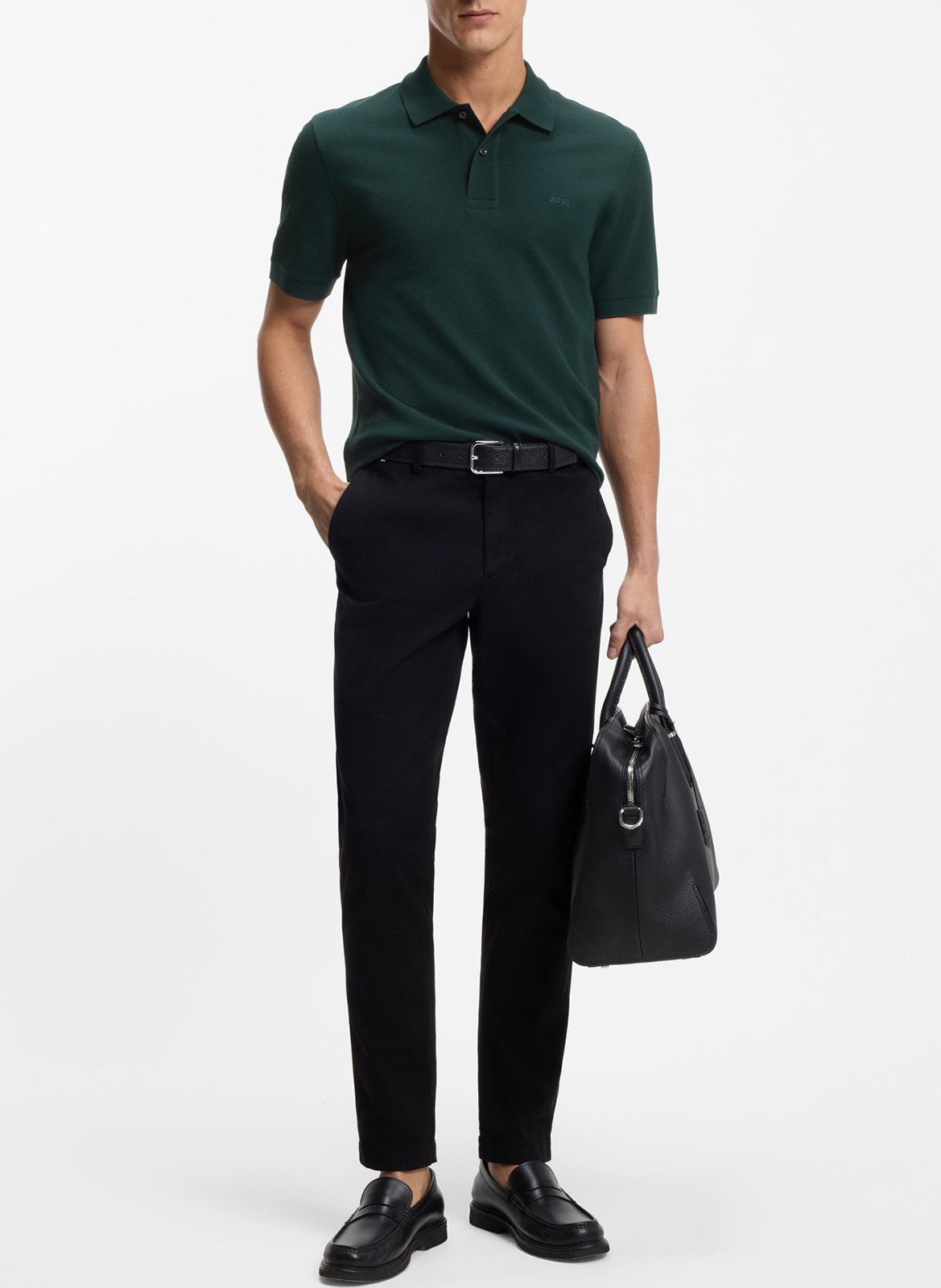 Polo manches courtes droit uni BOSS Kaki