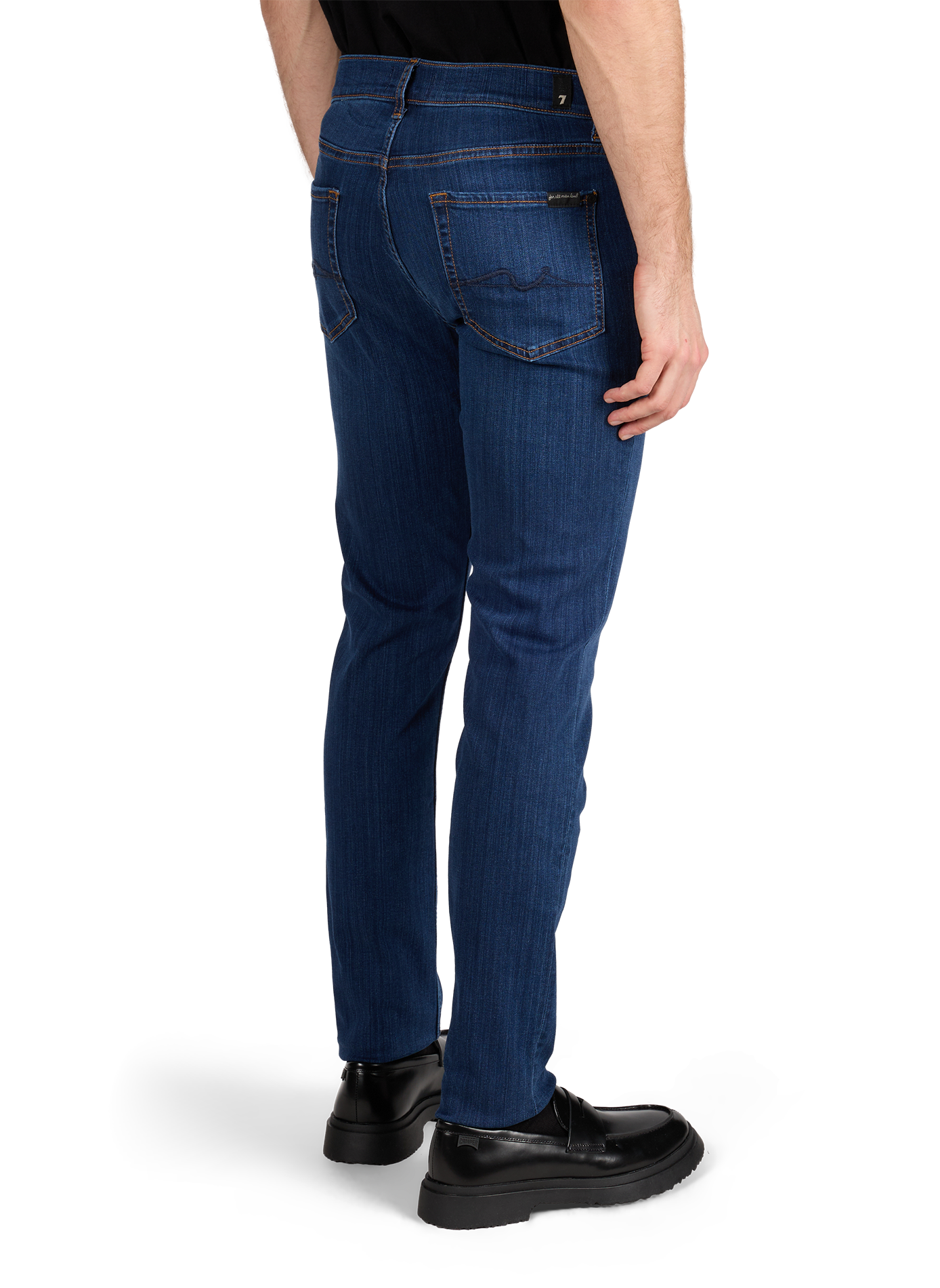 Jean slim en coton mélangé 7 FOR ALL MANKIND Bleu