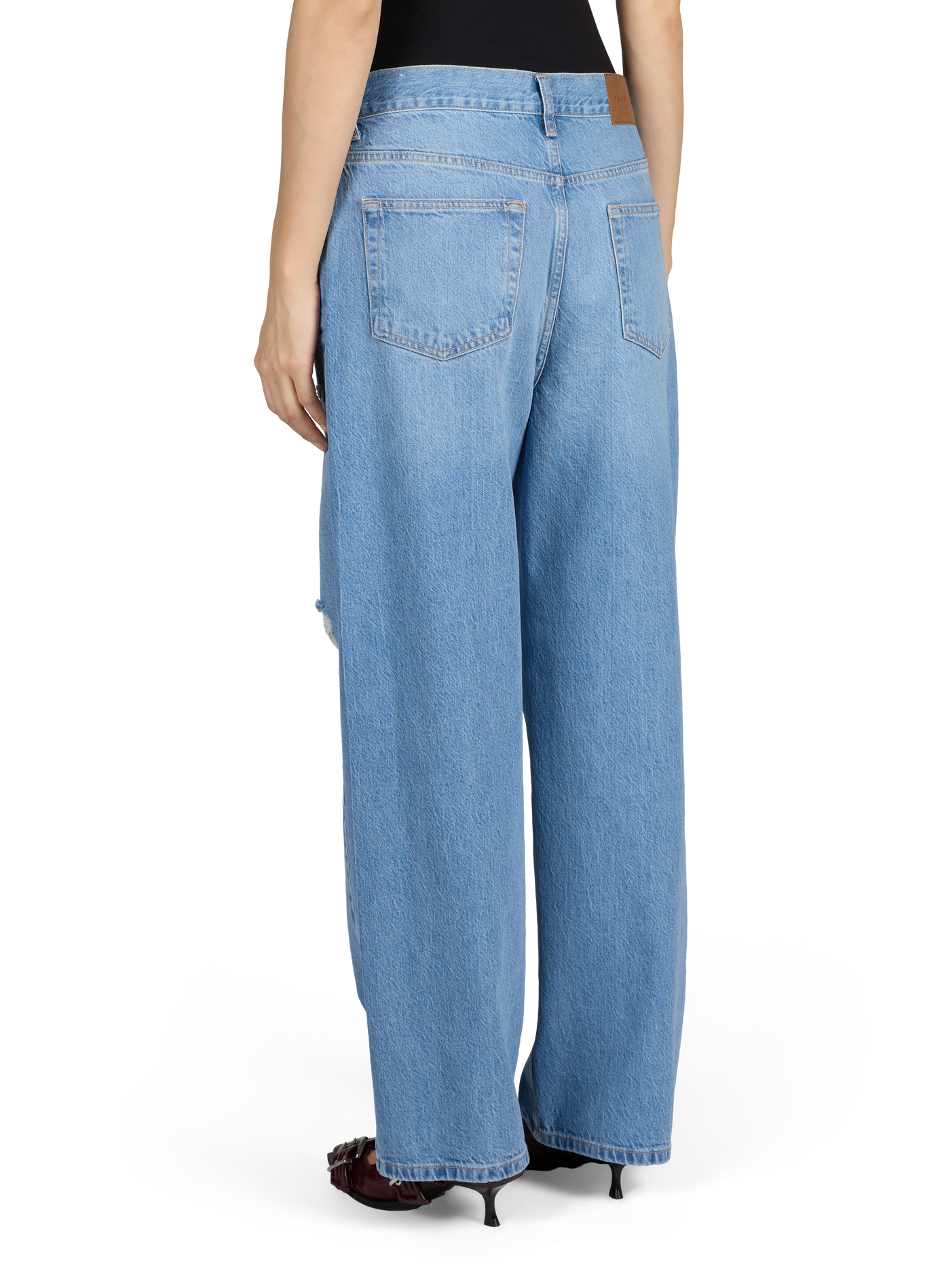 Jean droit Tscolumn en coton TOPSHOP Bleu