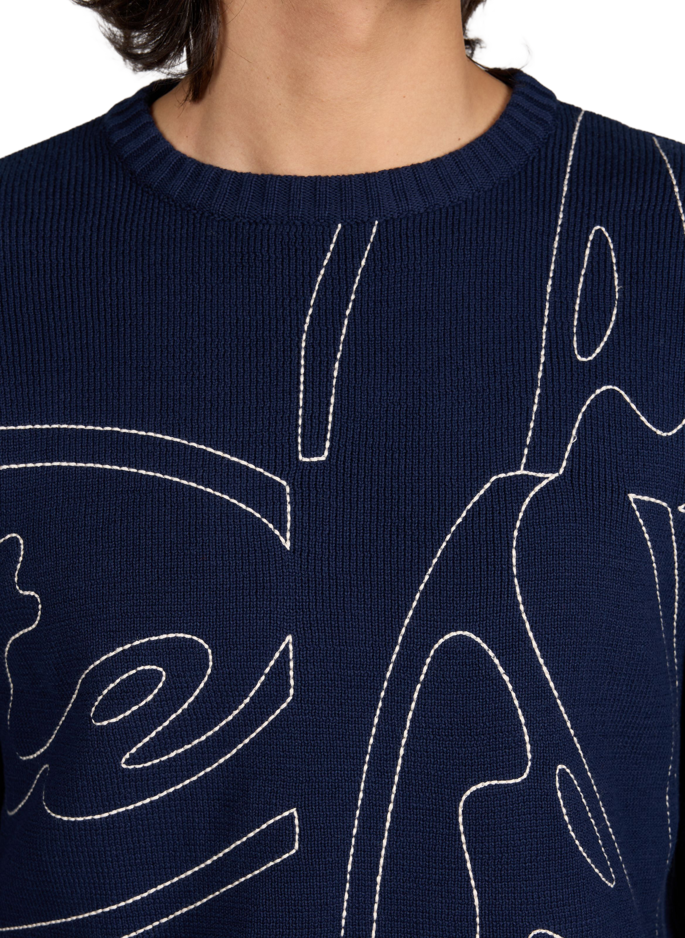 Pull côtelé à col rond en coton ARTE ANTWERP Bleu