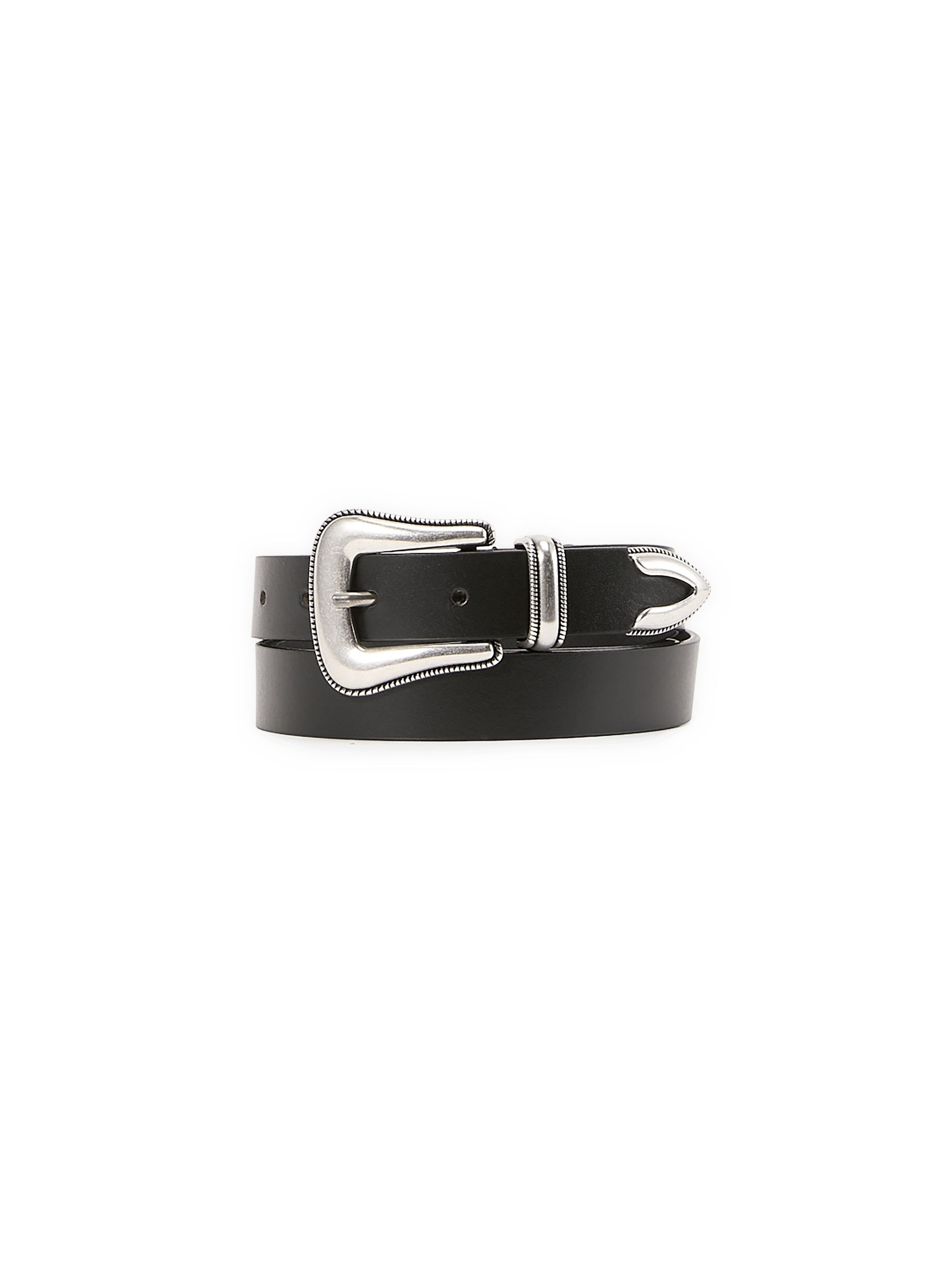 Rectangular buckle leather belt SAISON 1865 Black