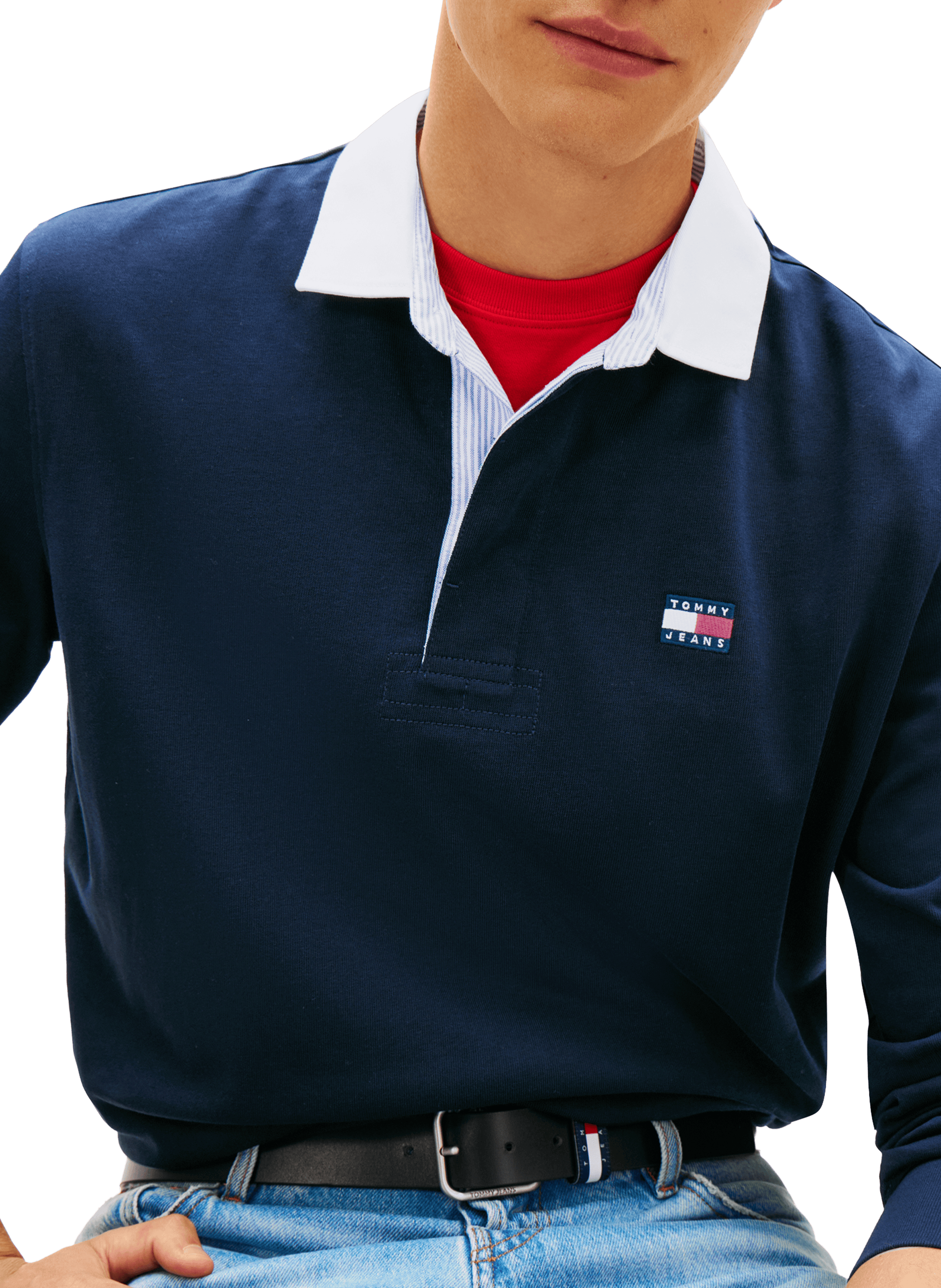 Long-sleeved cotton polo shirt TOMMY HILFIGER Blue