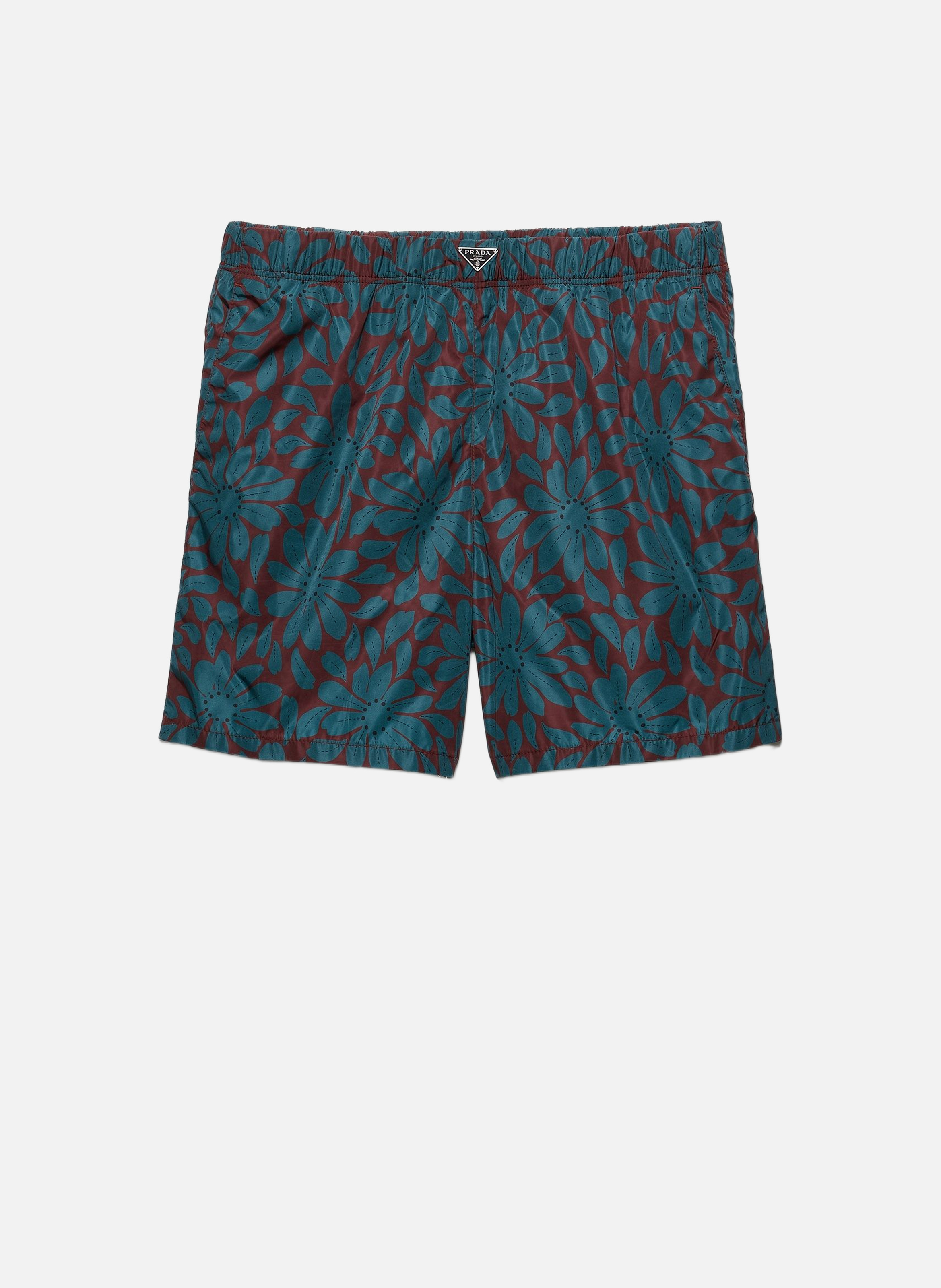 Short de bain en re-nylon imprimé PRADA Rouge