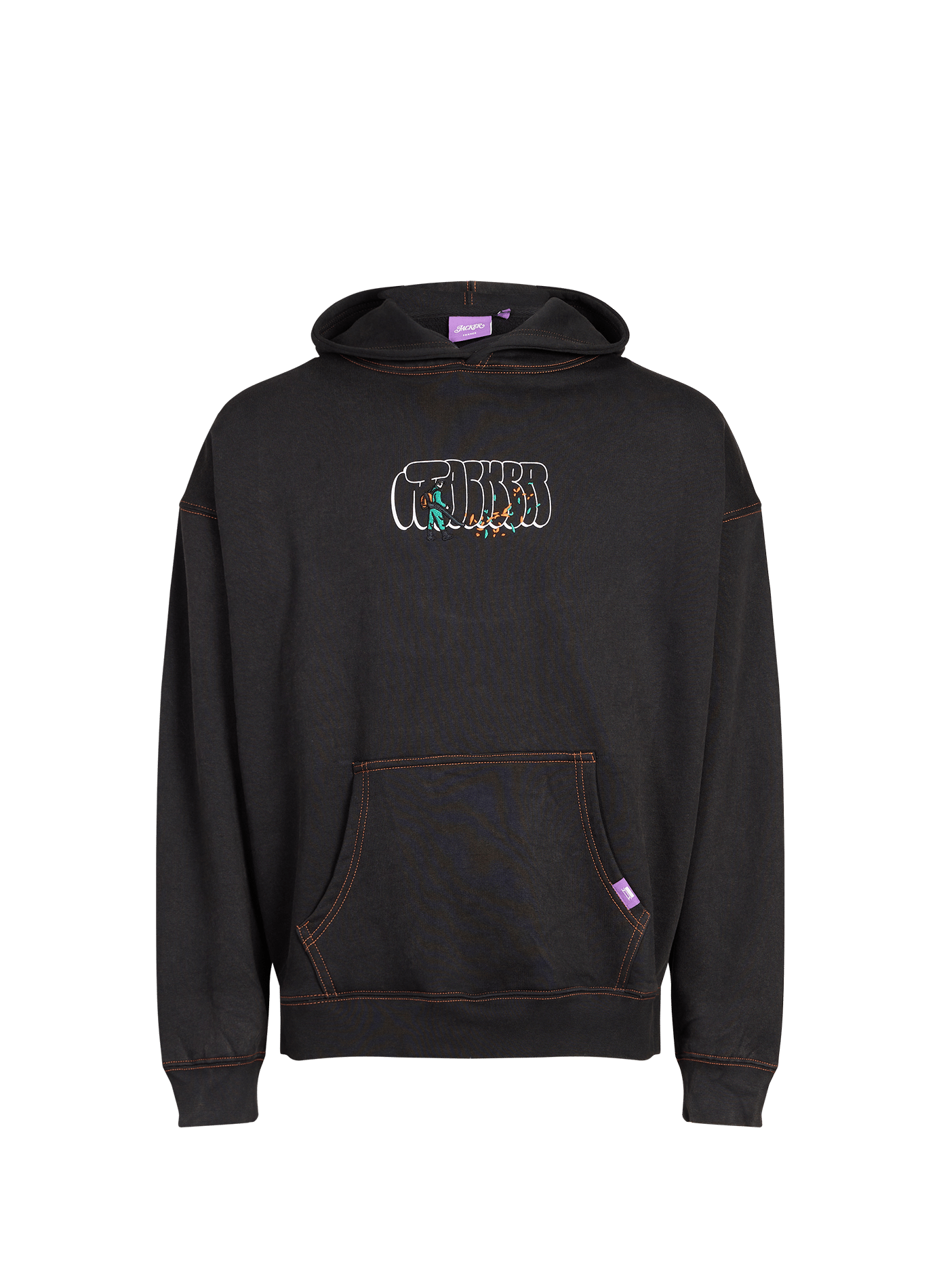 Oversized embroidered cotton sweatshirt JACKER. Black